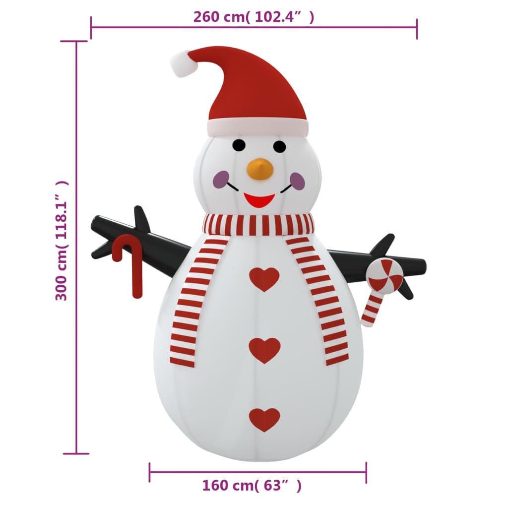 Pupazzo di neve gonfiabile con LED 300 cm