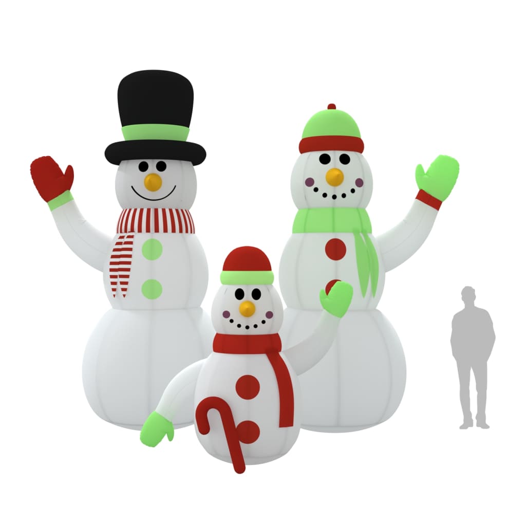 Famiglia di pupazzi di neve gonfiabili con LED 500 cm