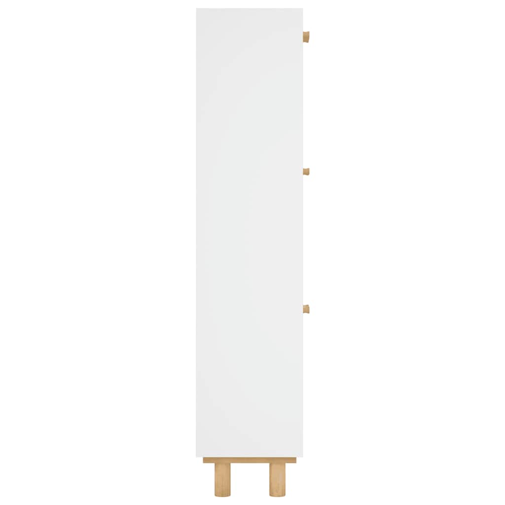 Scarpiera Bianca52x25x115cm Legno Multistrato e Rattan Naturale