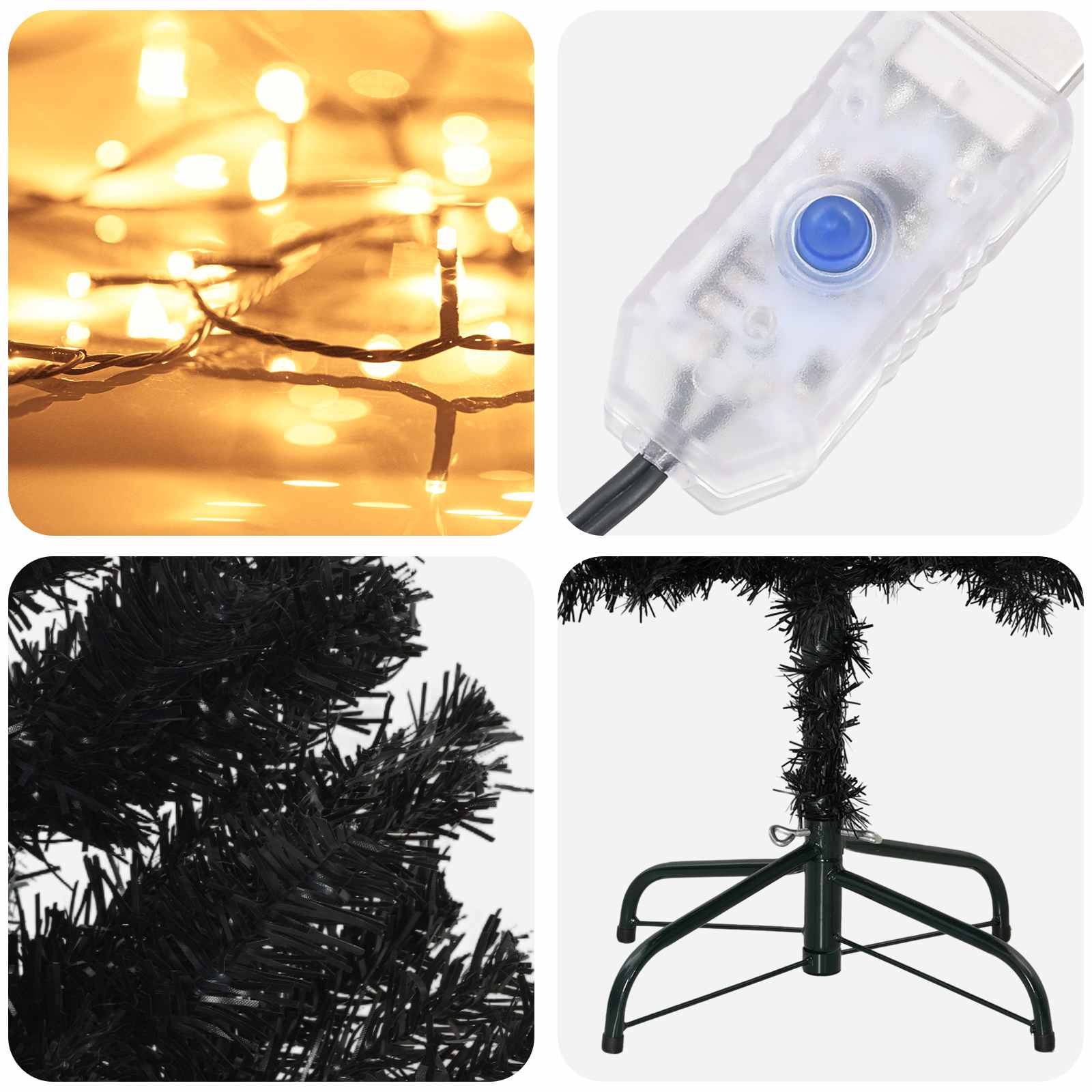 Albero di Natale Artificiale Sottile 180 cm 300 LED