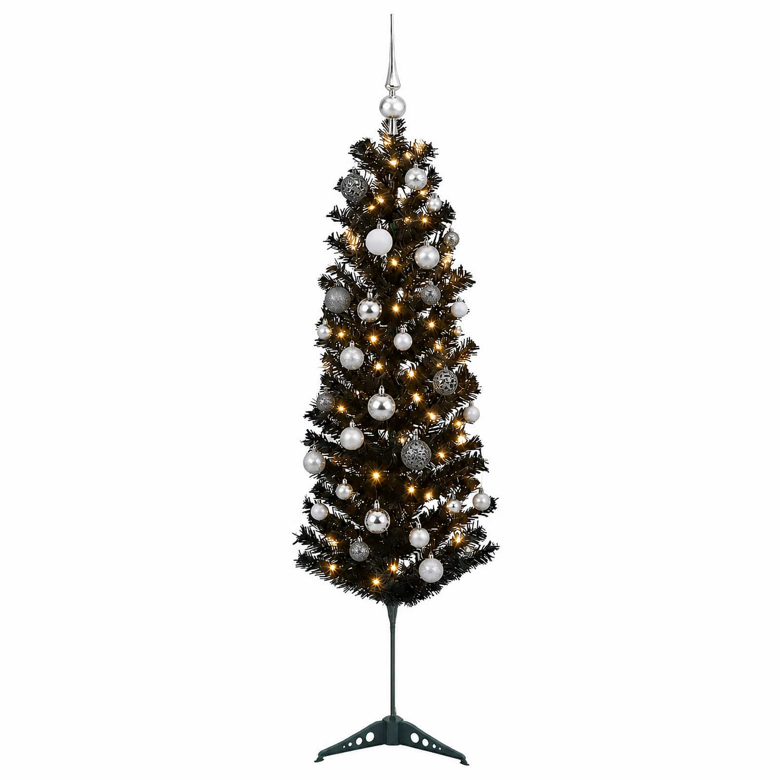 Albero di Natale Artificiale Slim con Palline 120 cm 150 LED
