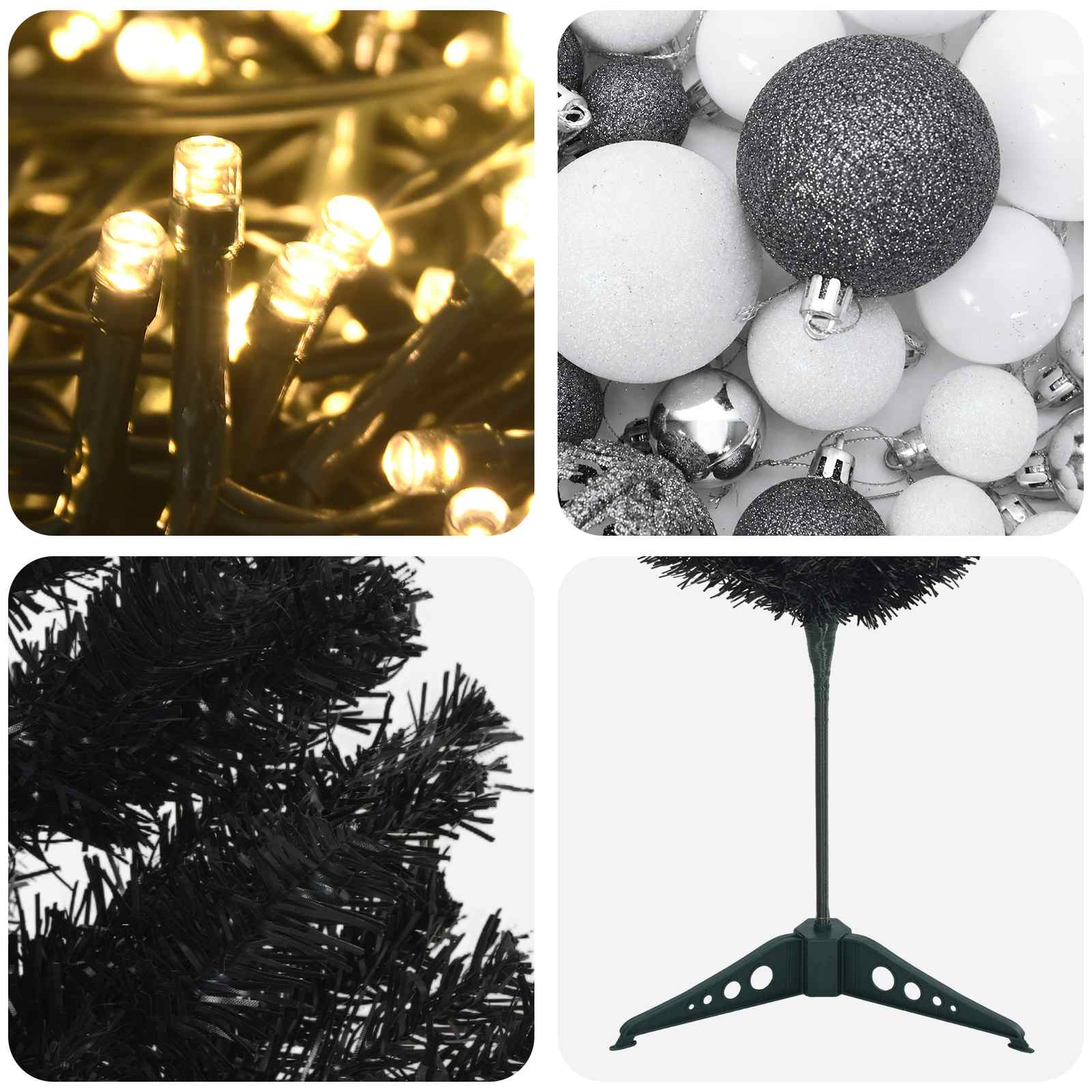 Albero di Natale Artificiale Slim con Palline 120 cm 150 LED
