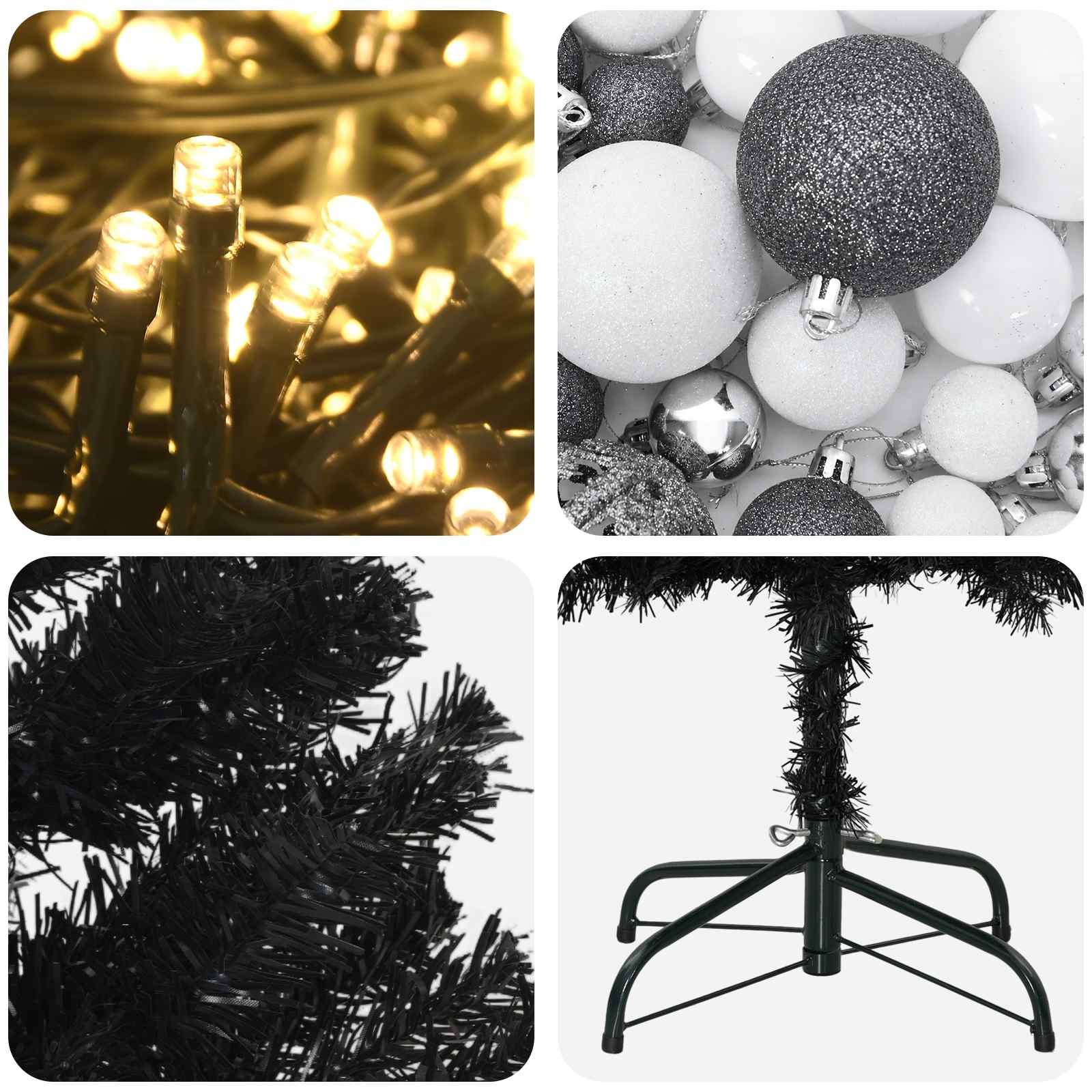Albero di Natale Artificiale Slim con Palline 210 cm 300 LED