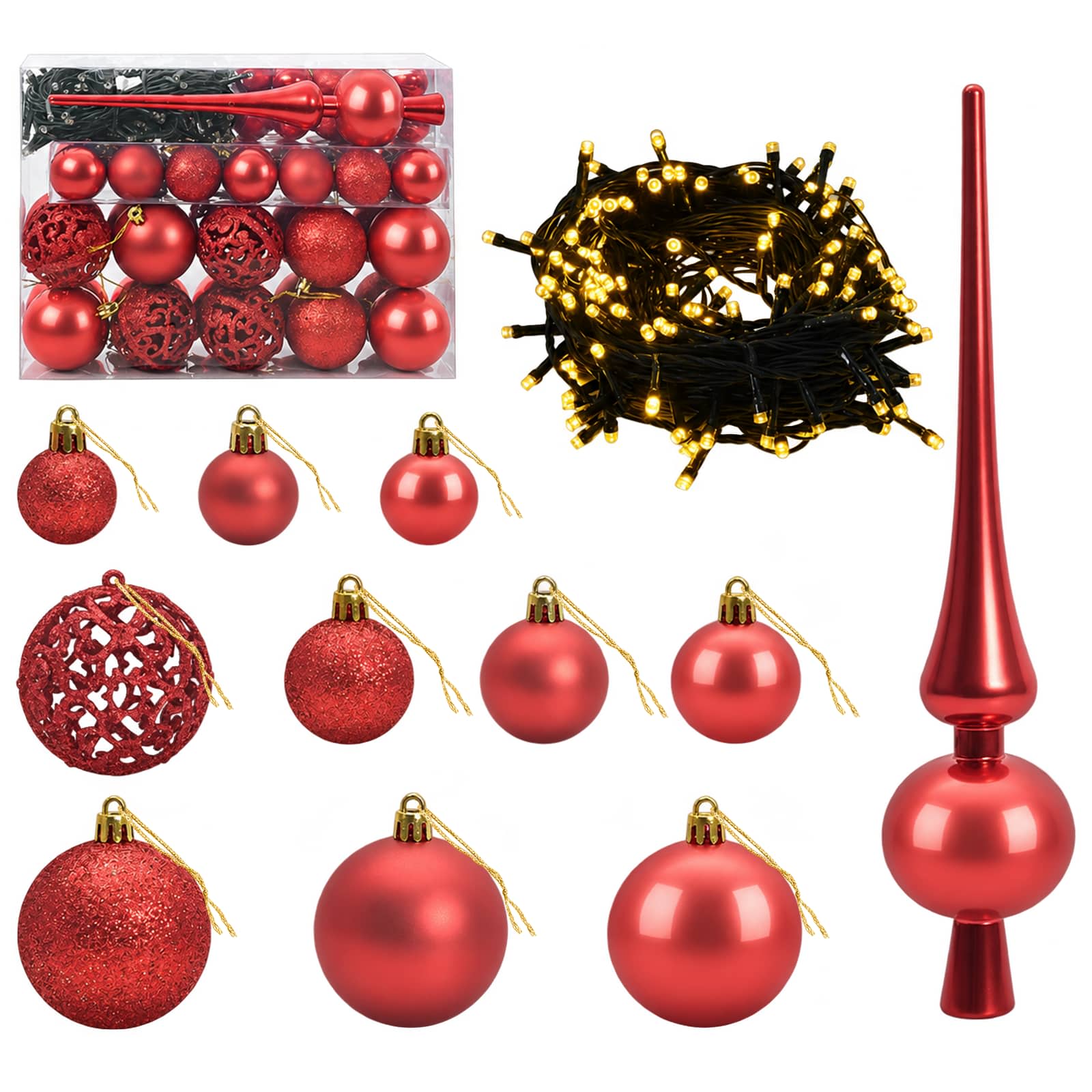 Albero di Natale Artificiale Slim con Palline 150 cm 150 LED