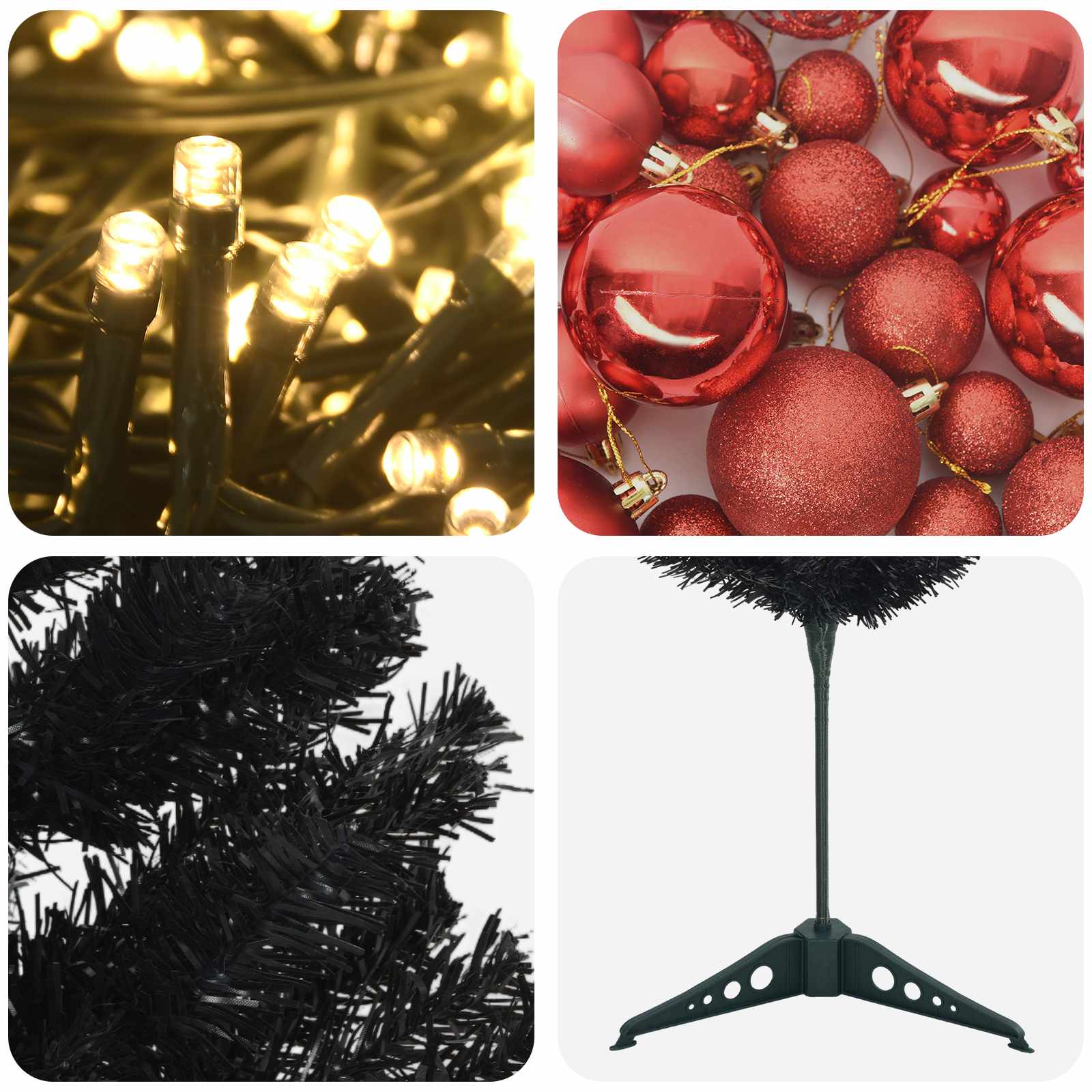 Albero di Natale Artificiale Slim con Palline 150 cm 150 LED