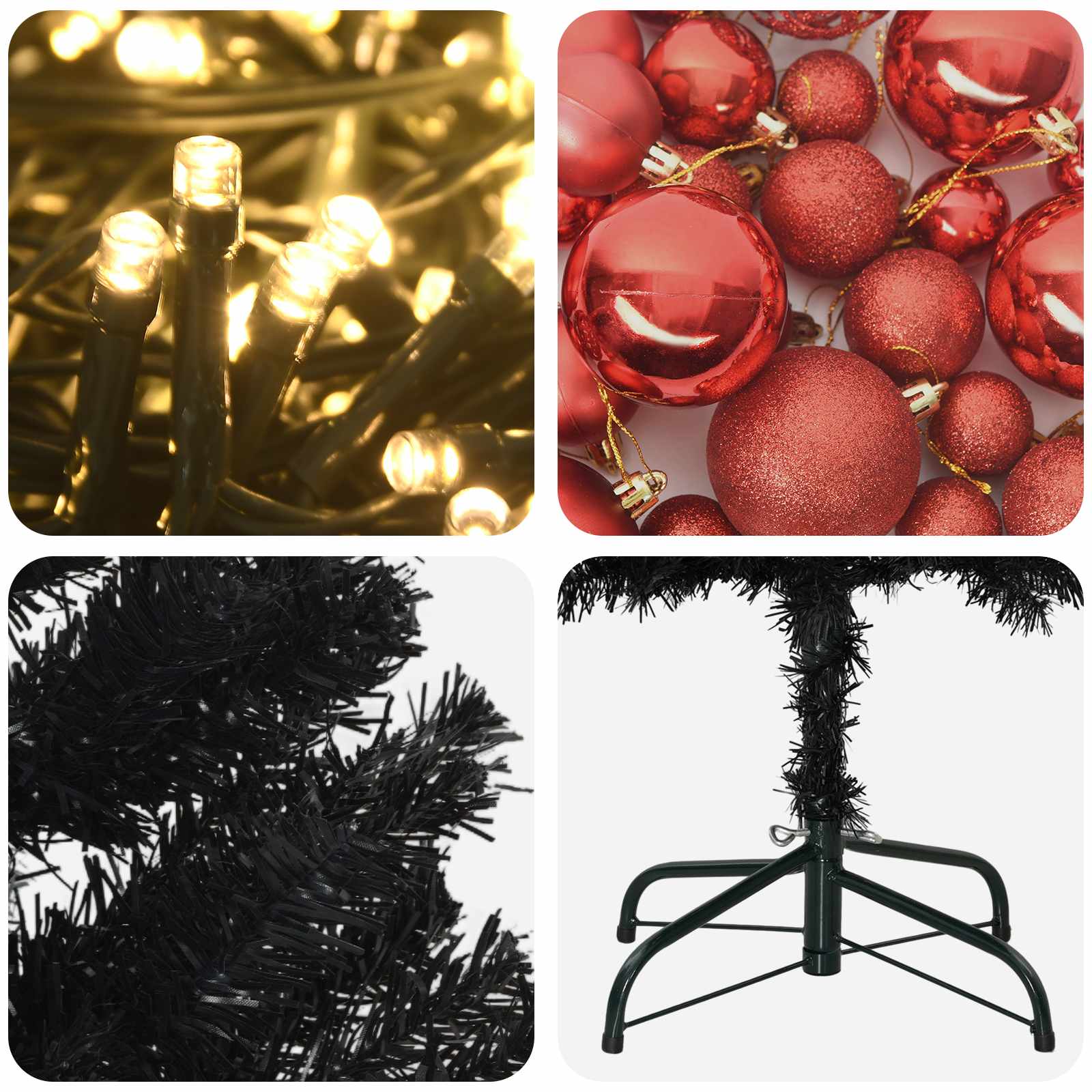 Albero di Natale Artificiale Slim con Palline 210 cm 300 LED