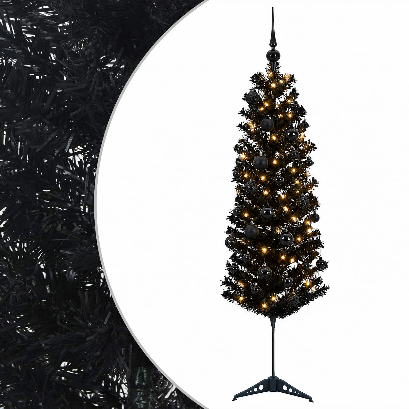 Albero di Natale Artificiale Slim con Palline 120 cm 150 LED