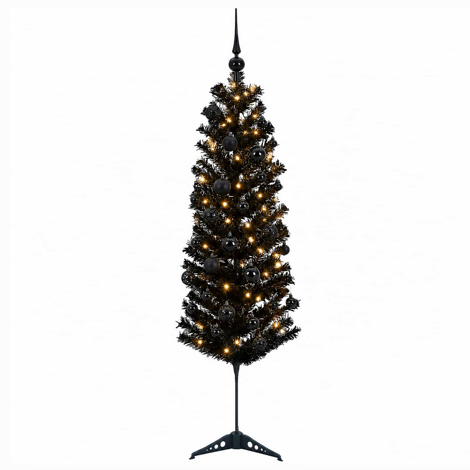 Albero di Natale Artificiale Slim con Palline 120 cm 150 LED