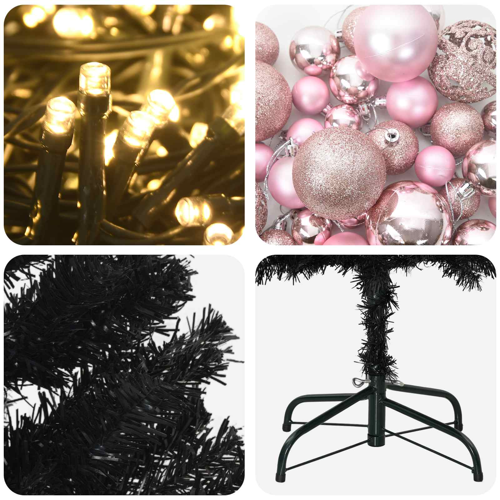 Albero di Natale Artificiale Slim con Palline 180 cm 300 LED