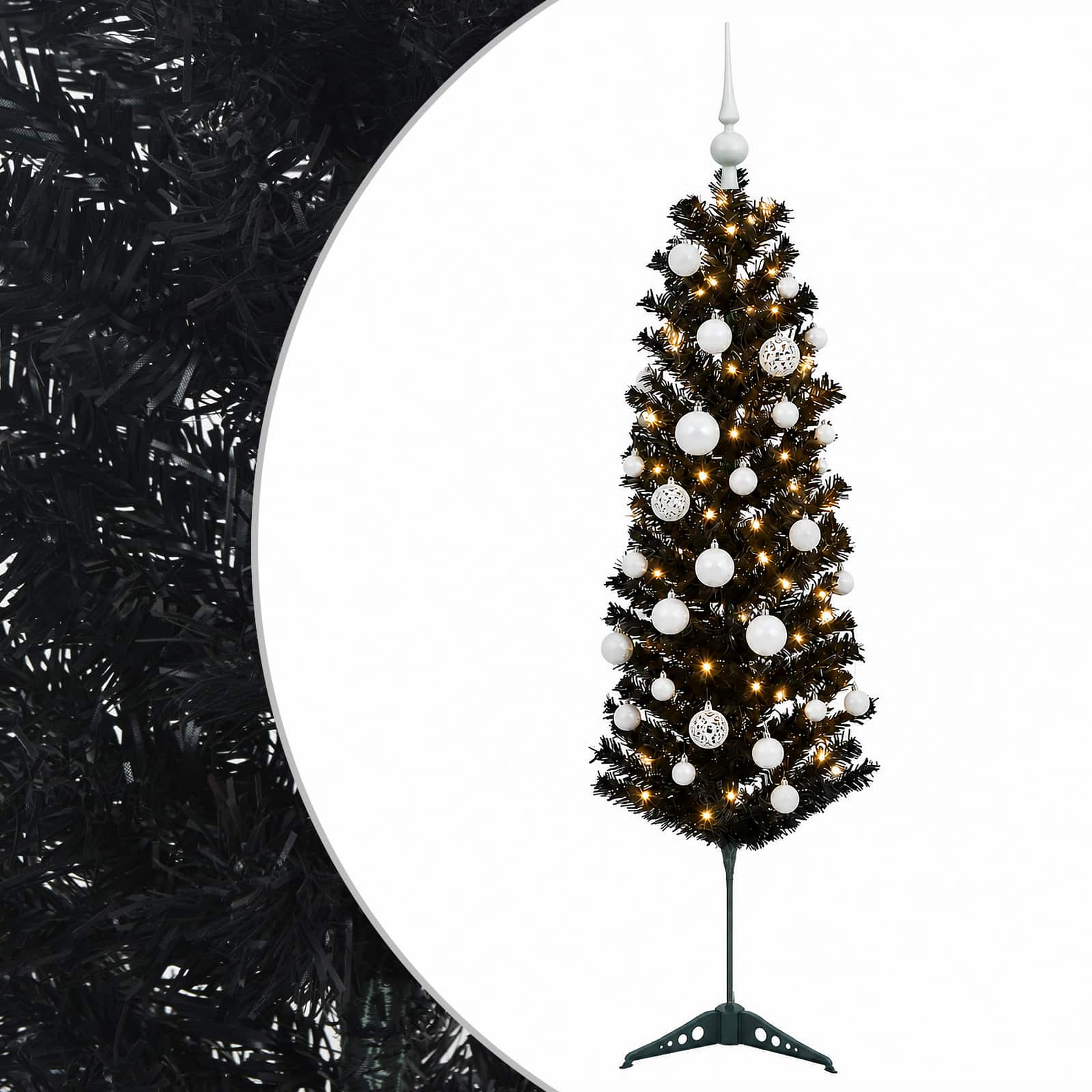 Albero di Natale Artificiale Slim con Palline 120 cm 150 LED
