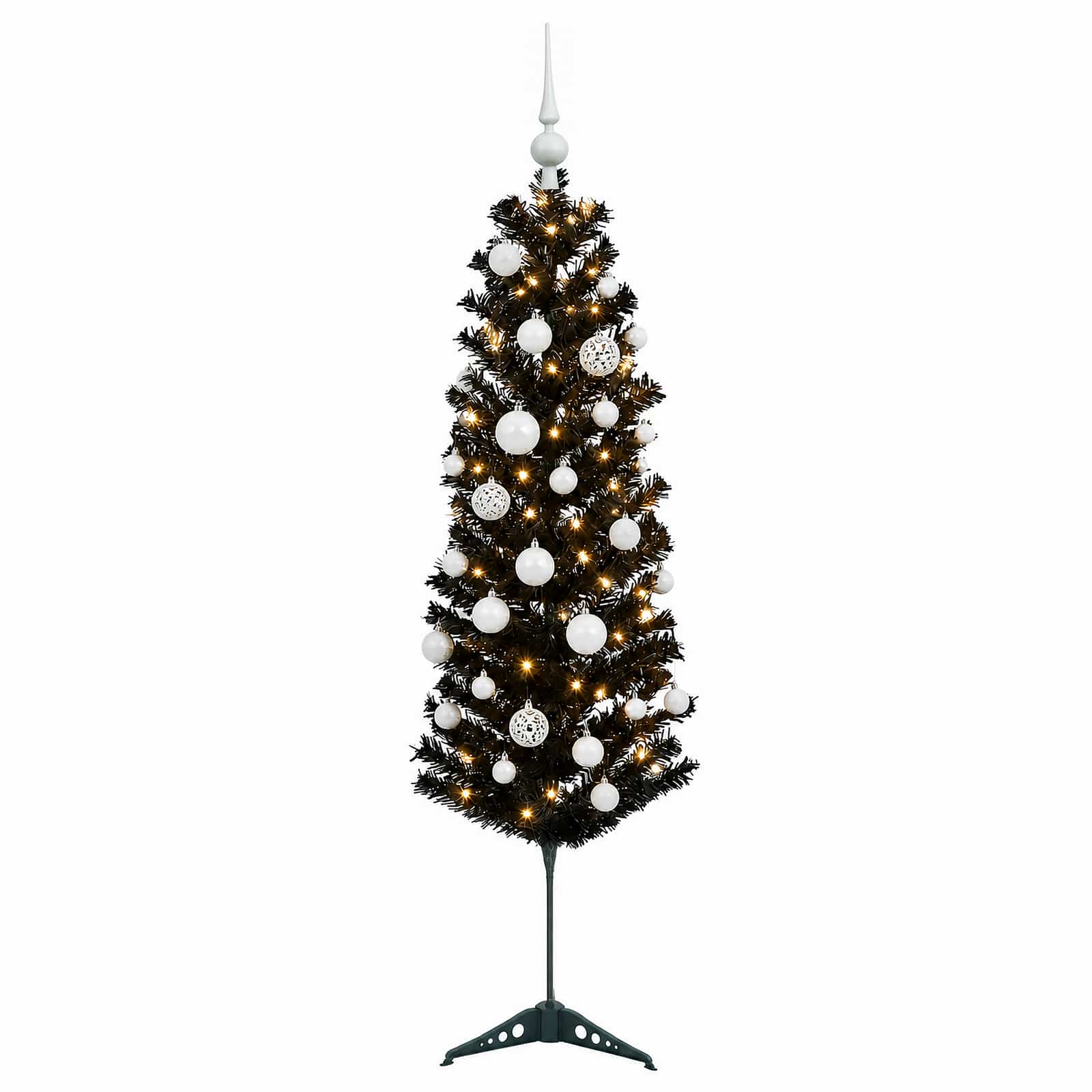 Albero di Natale Artificiale Slim con Palline 120 cm 150 LED