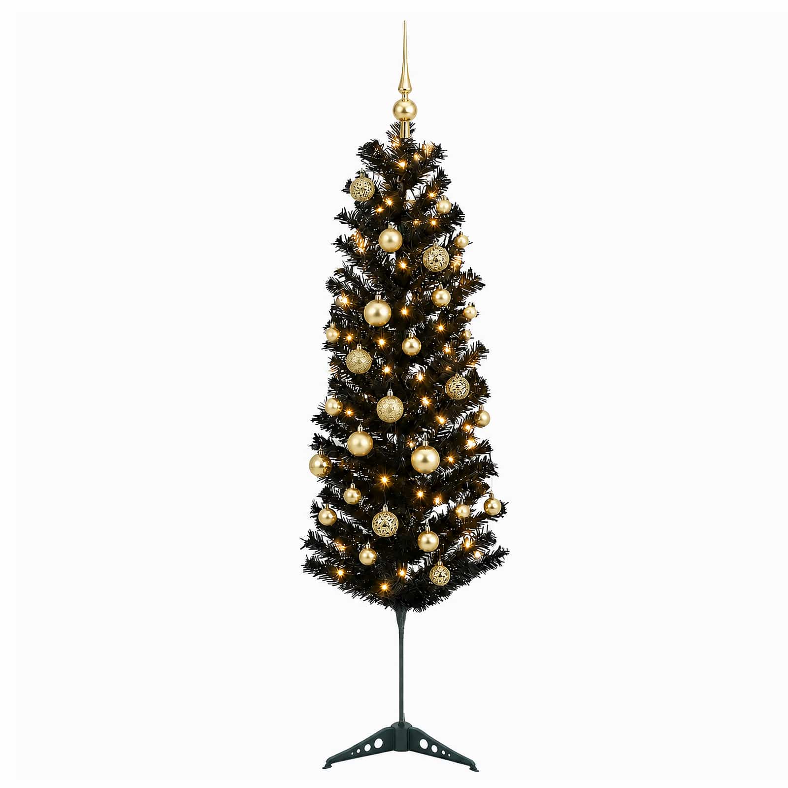 Albero di Natale Artificiale Slim con Palline 120 cm 150 LED