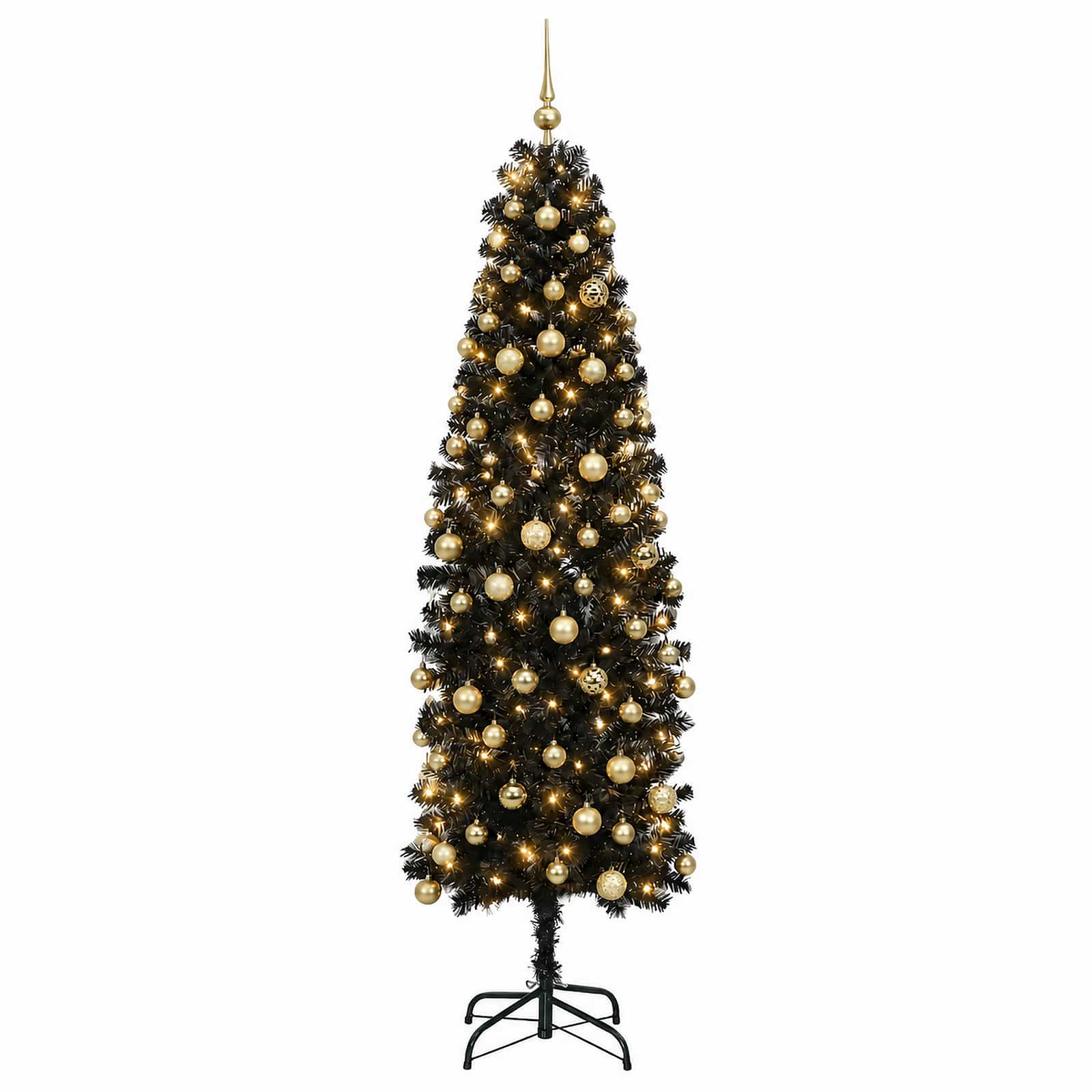 Albero di Natale Artificiale Slim con Palline 180 cm 300 LED