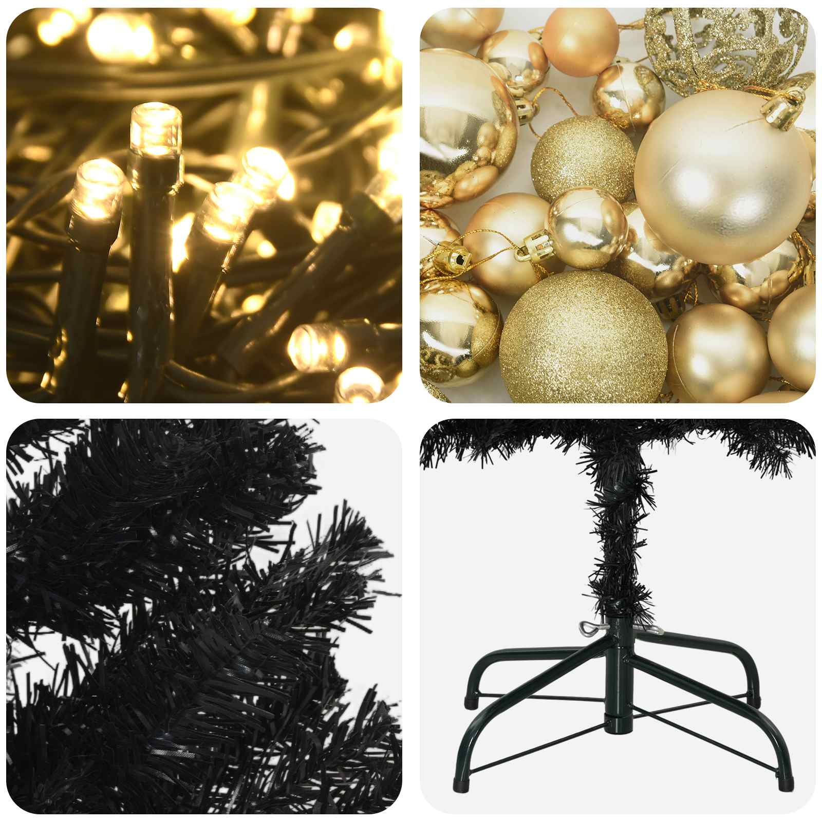Albero di Natale Artificiale Slim con Palline 180 cm 300 LED