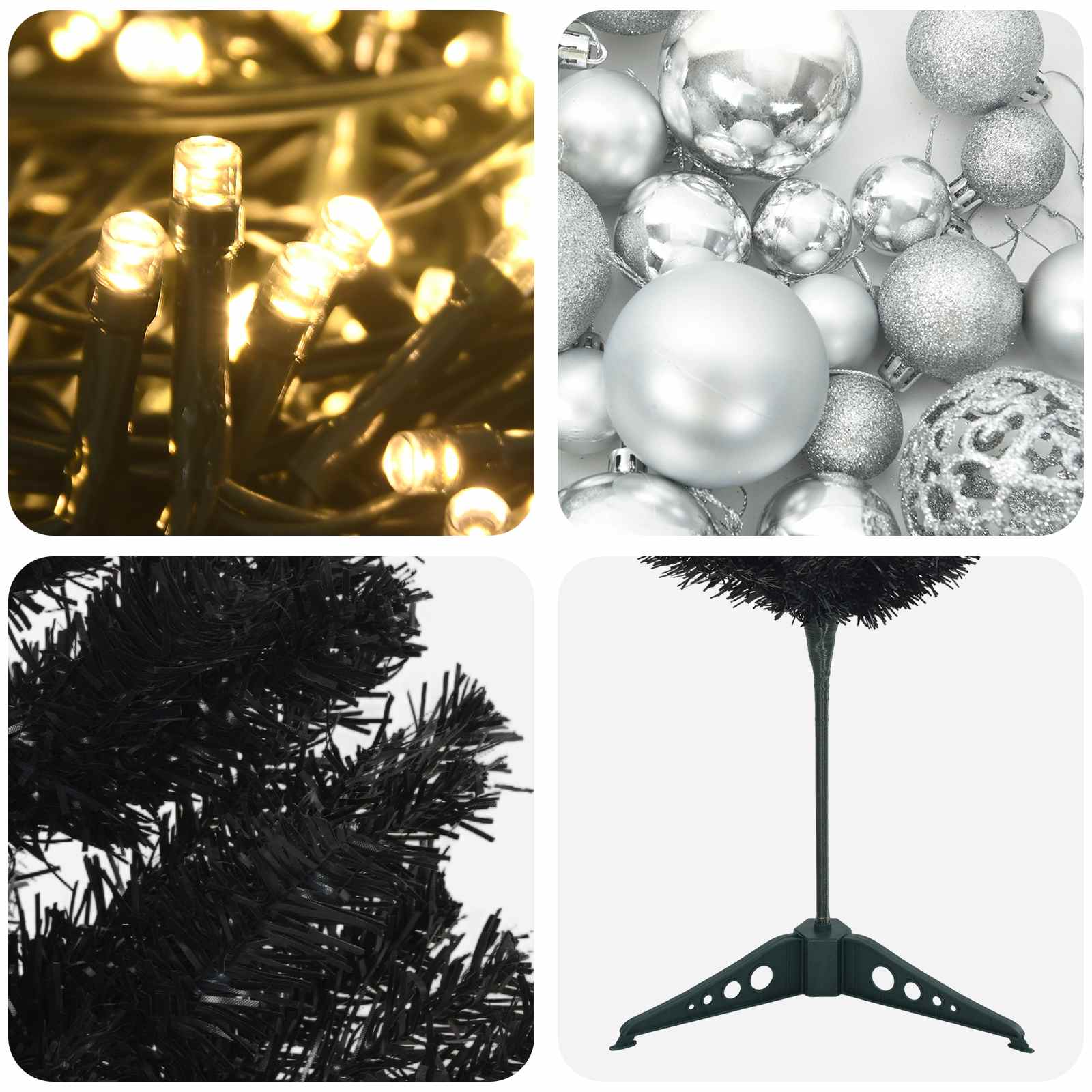 Albero di Natale Artificiale Slim con Palline 120 cm 150 LED