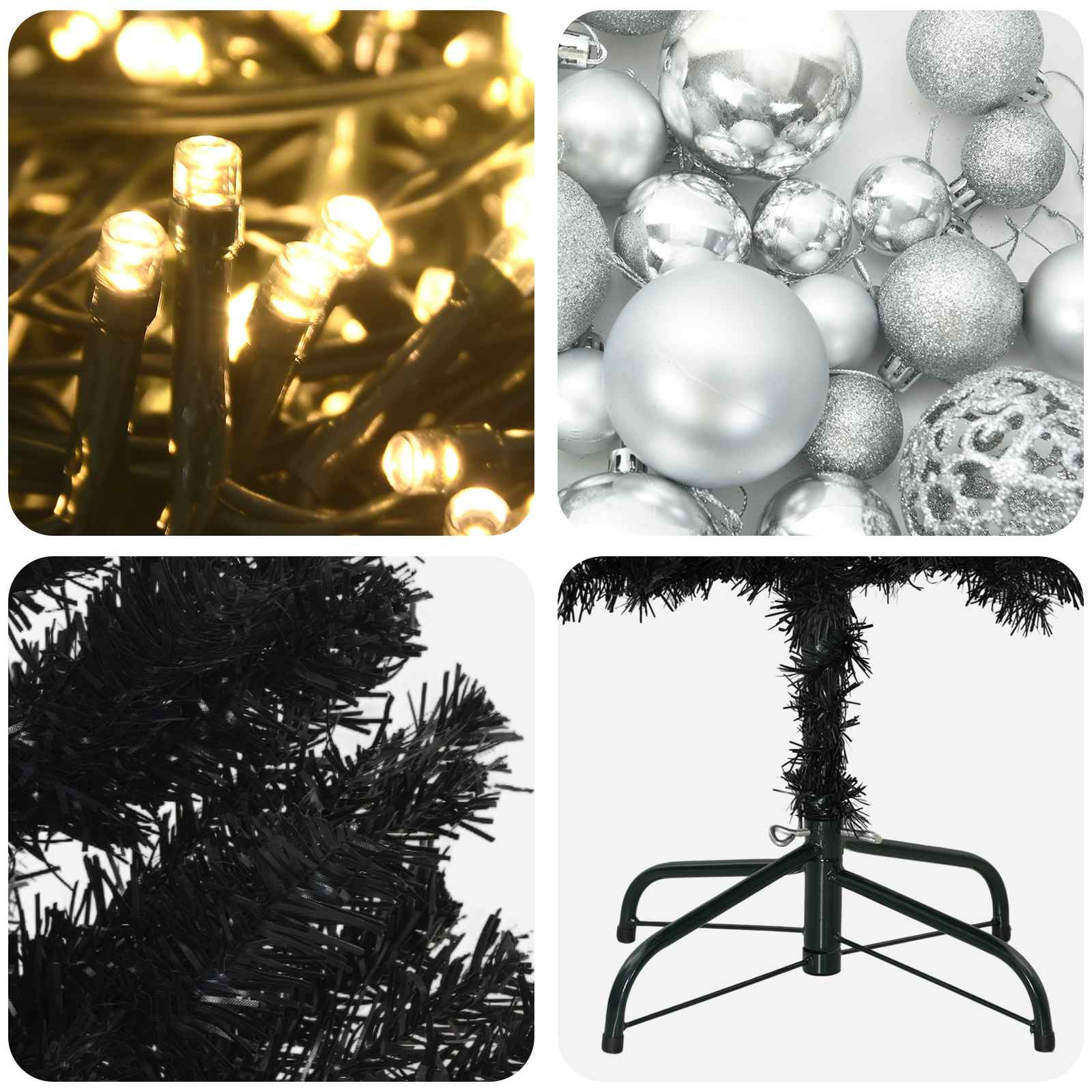 Albero di Natale Artificiale Slim con Palline 210 cm 300 LED