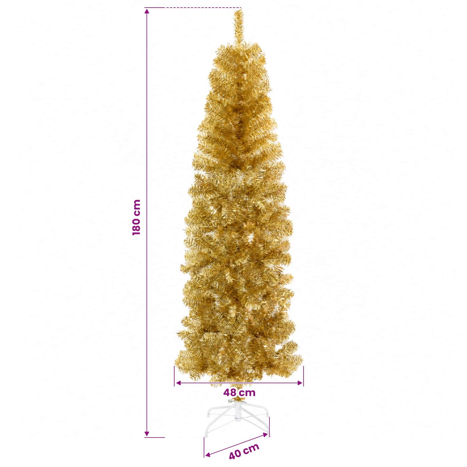 Albero di Natale Artificiale Sottile 180 cm 300 LED