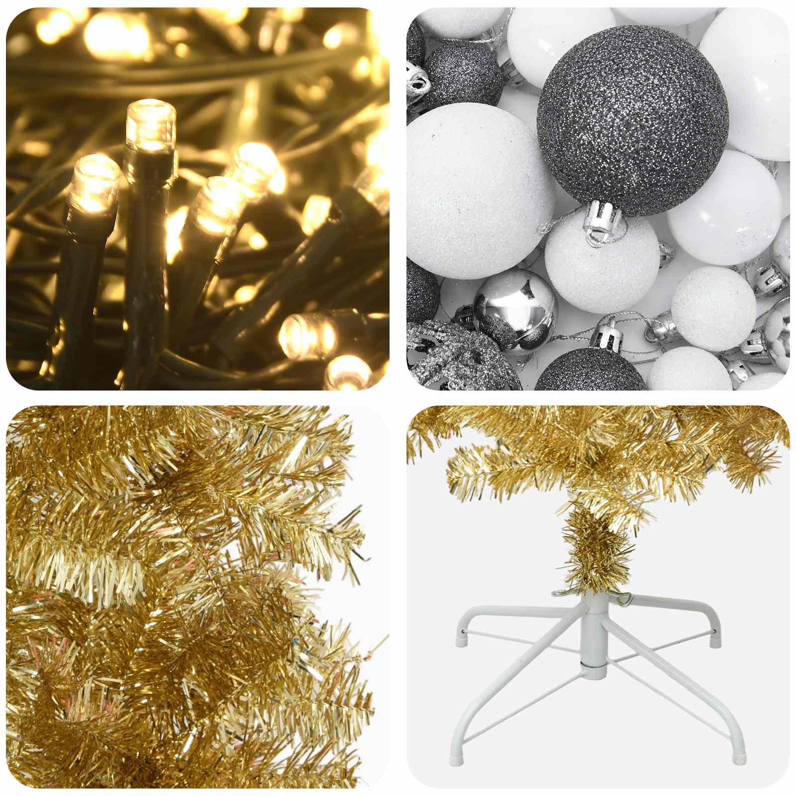 Albero di Natale Slim artificiale con palline 180 cm 300 LED