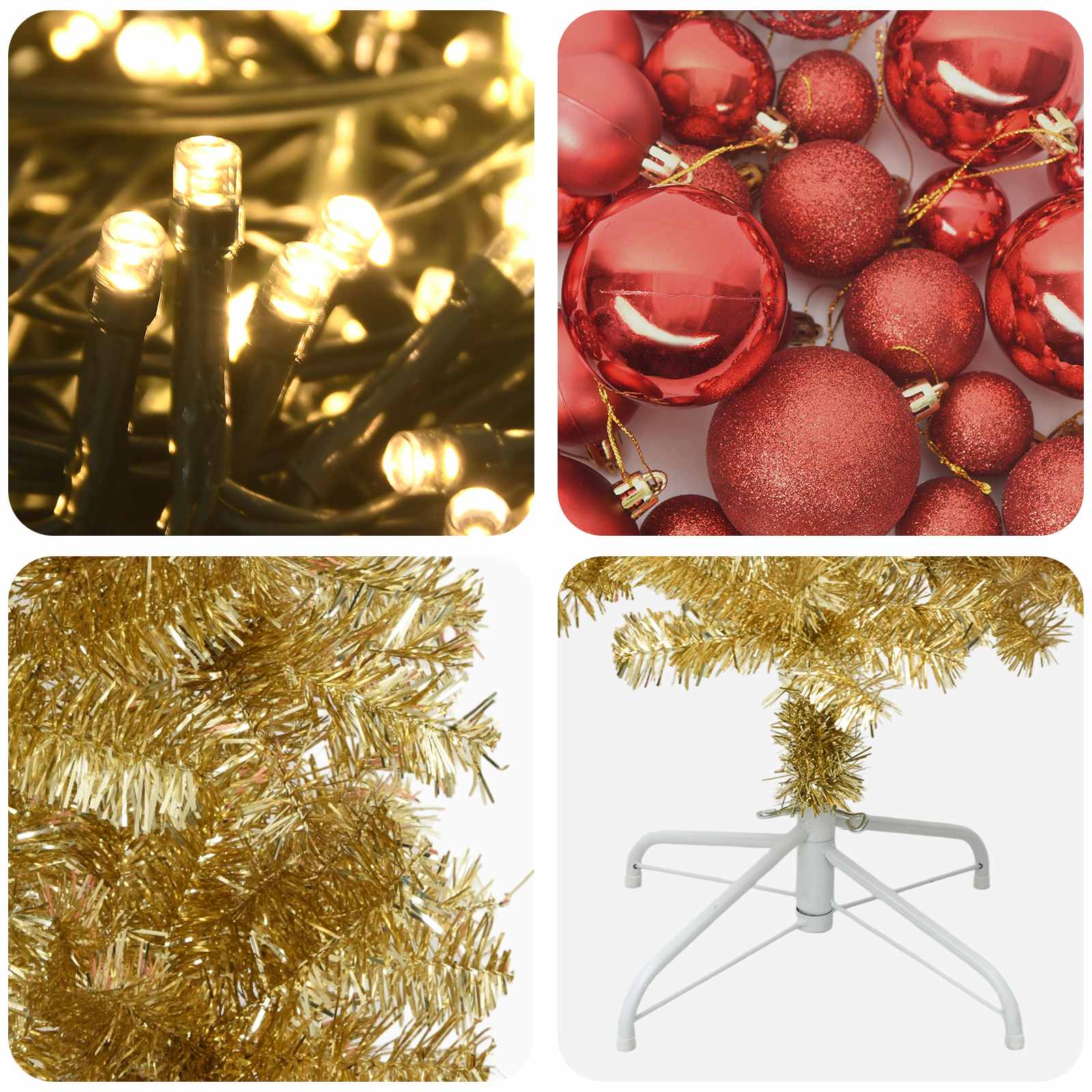Albero di Natale Slim artificiale con palline 180 cm 300 LED