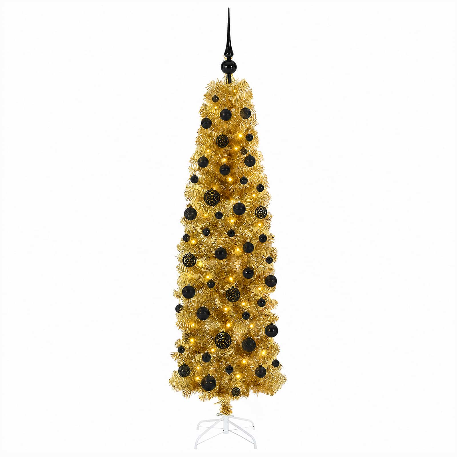 Albero di Natale Slim artificiale con palline 180 cm 300 LED
