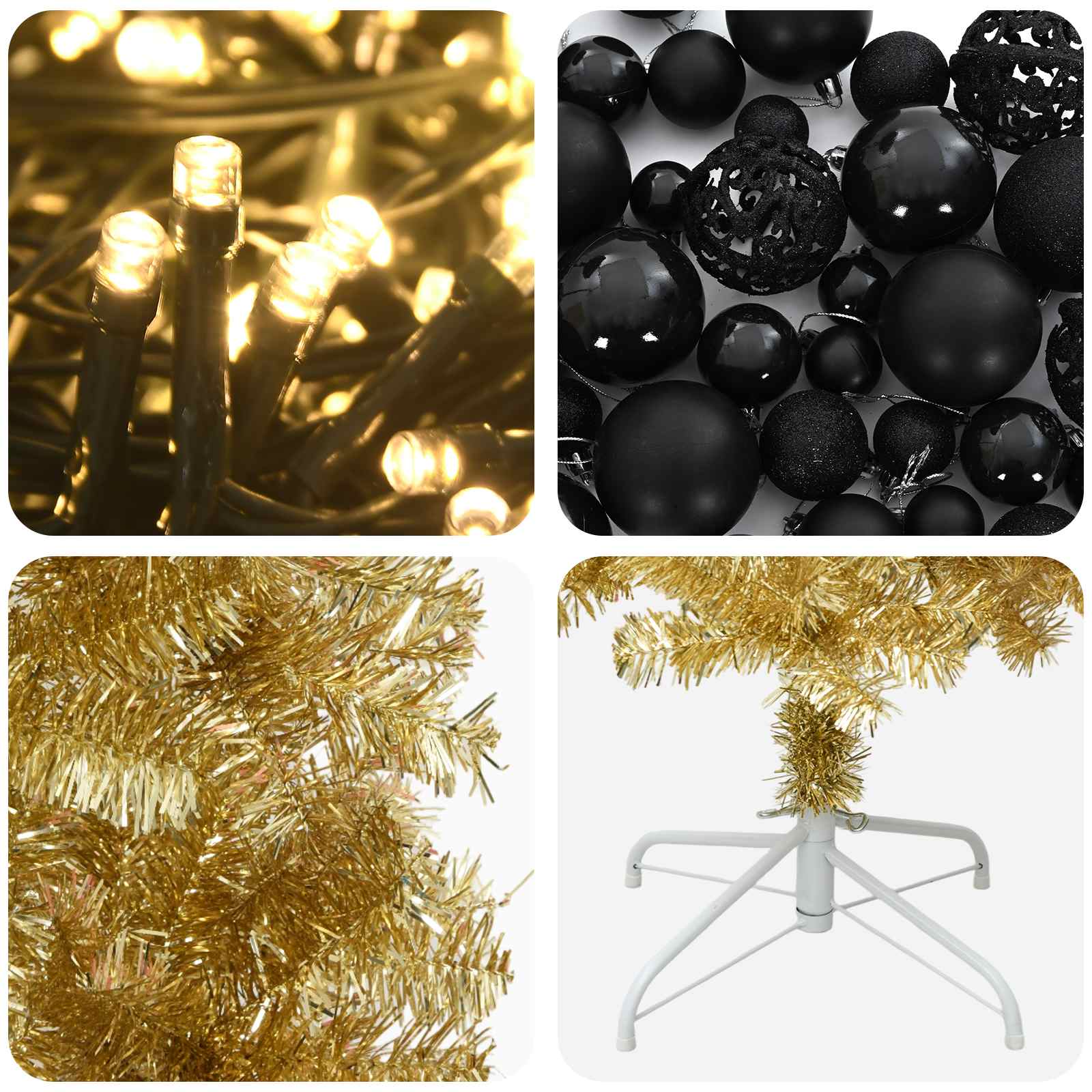 Albero di Natale Slim artificiale con palline 180 cm 300 LED