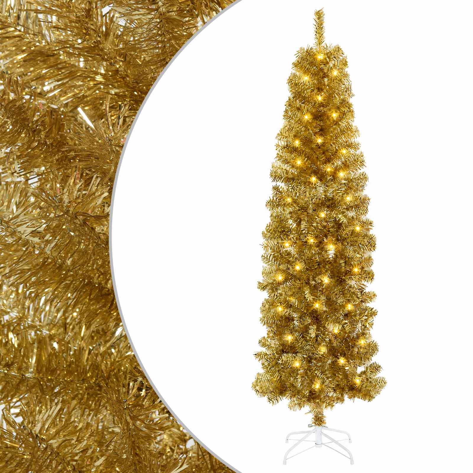 Albero di Natale Slim artificiale con palline 180 cm 300 LED