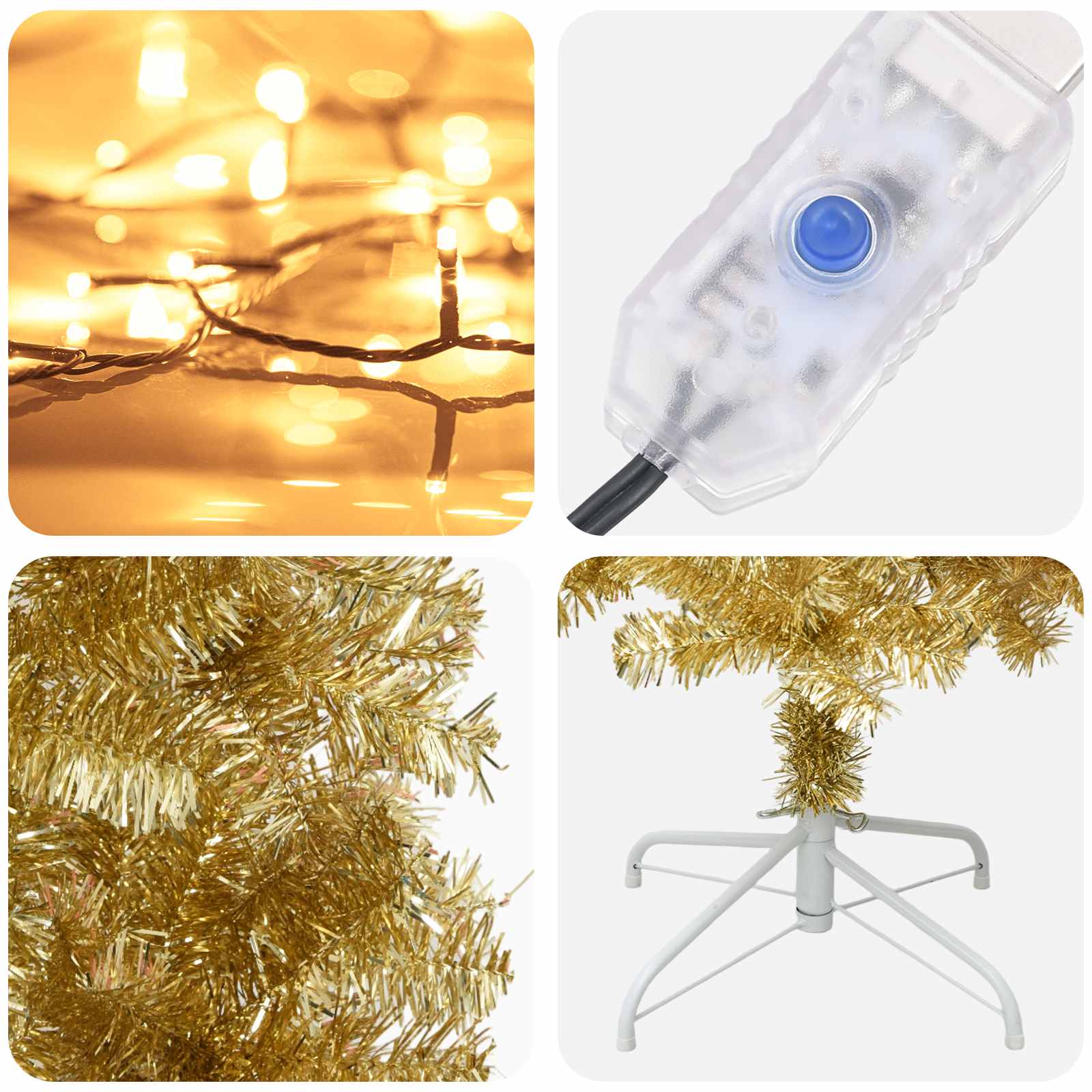 Albero di Natale Slim artificiale con palline 180 cm 300 LED