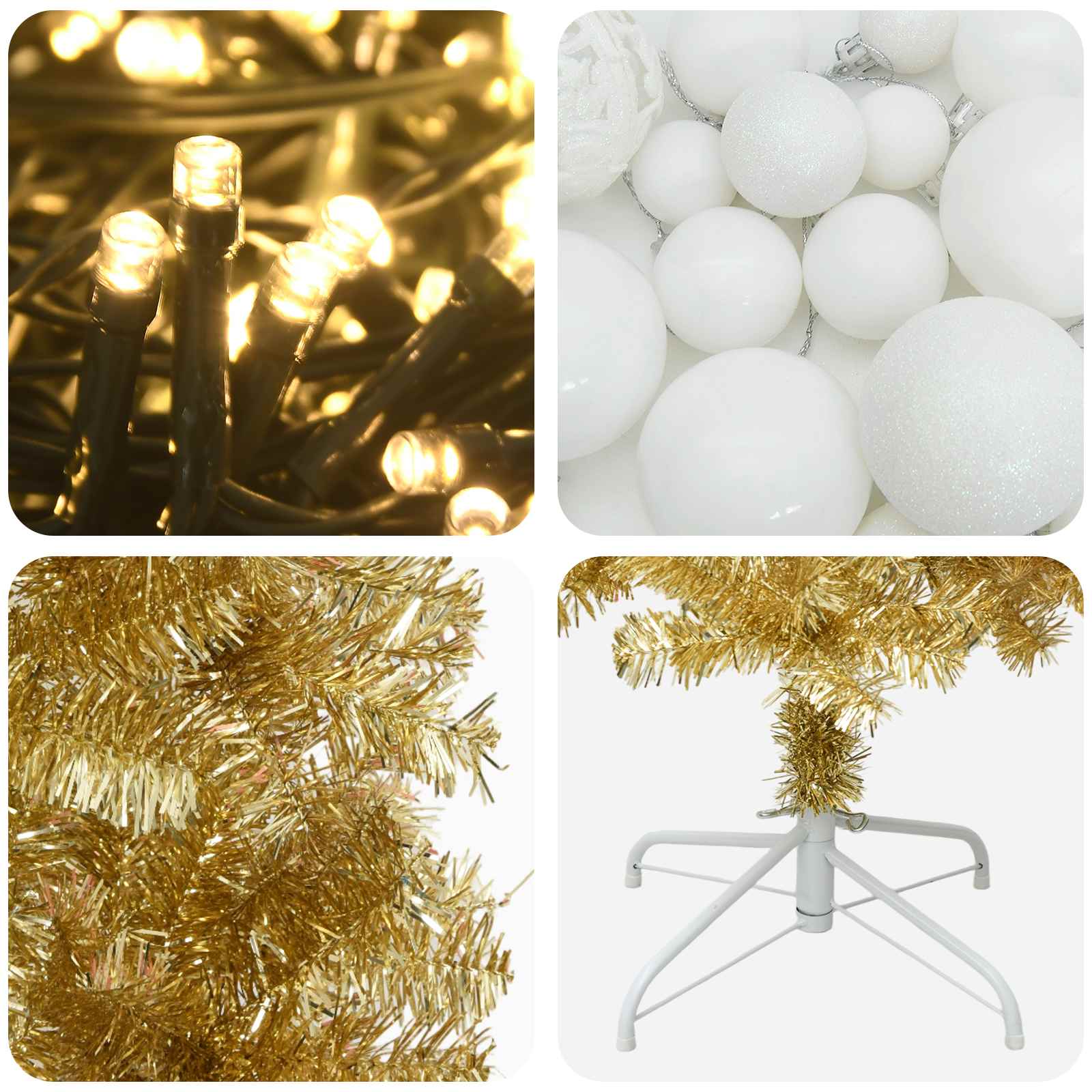 Albero di Natale Slim artificiale con palline 180 cm 300 LED