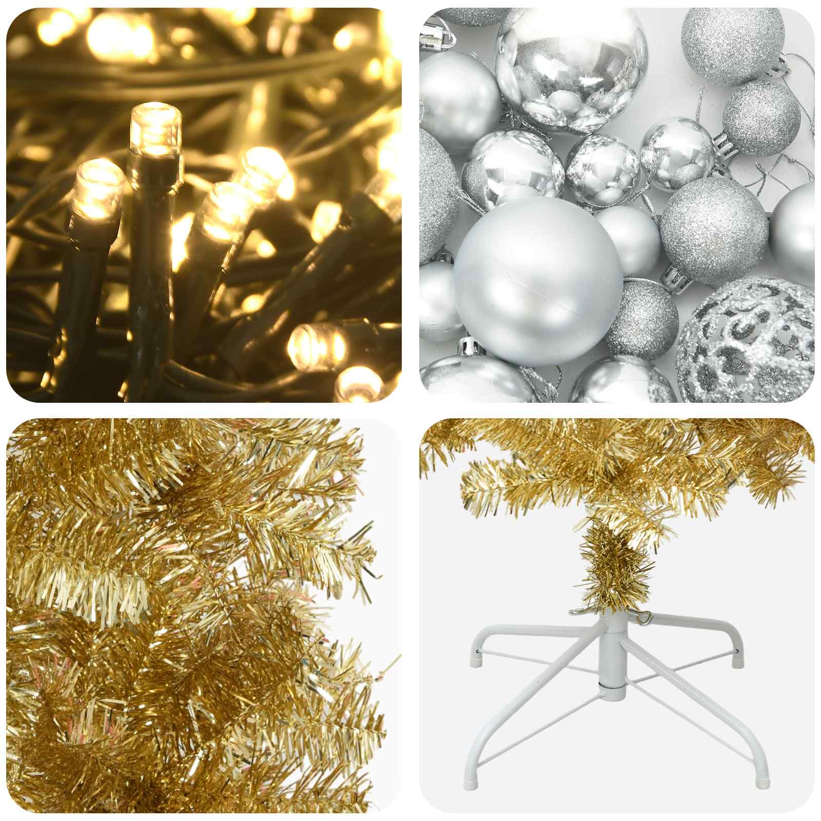 Albero di Natale Slim artificiale con palline 180 cm 300 LED
