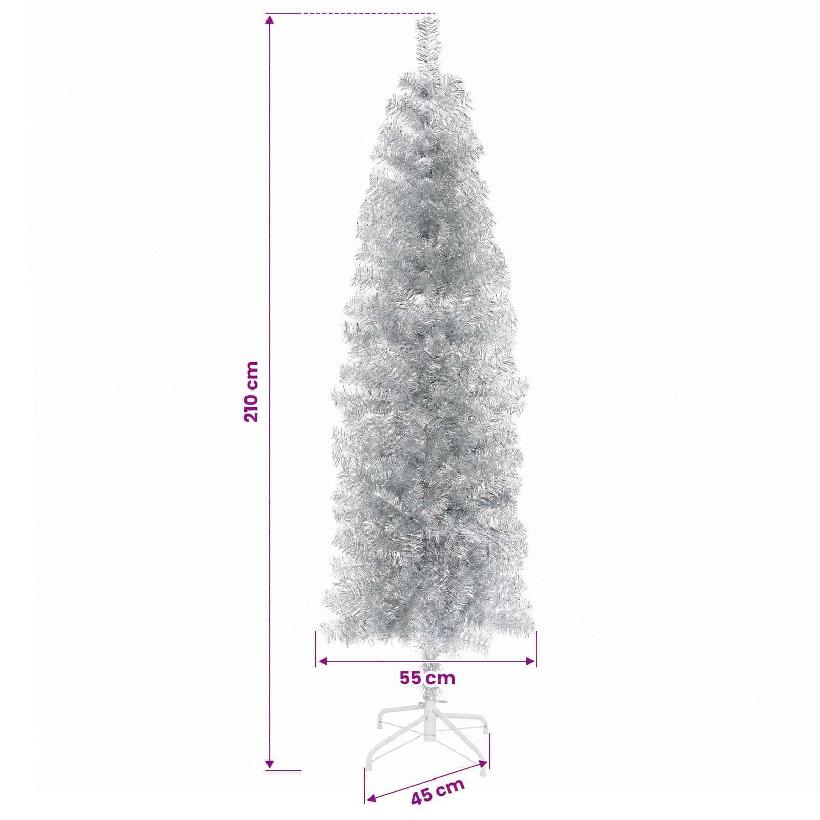 Albero di Natale Artificiale Sottile 210 cm 300 LED