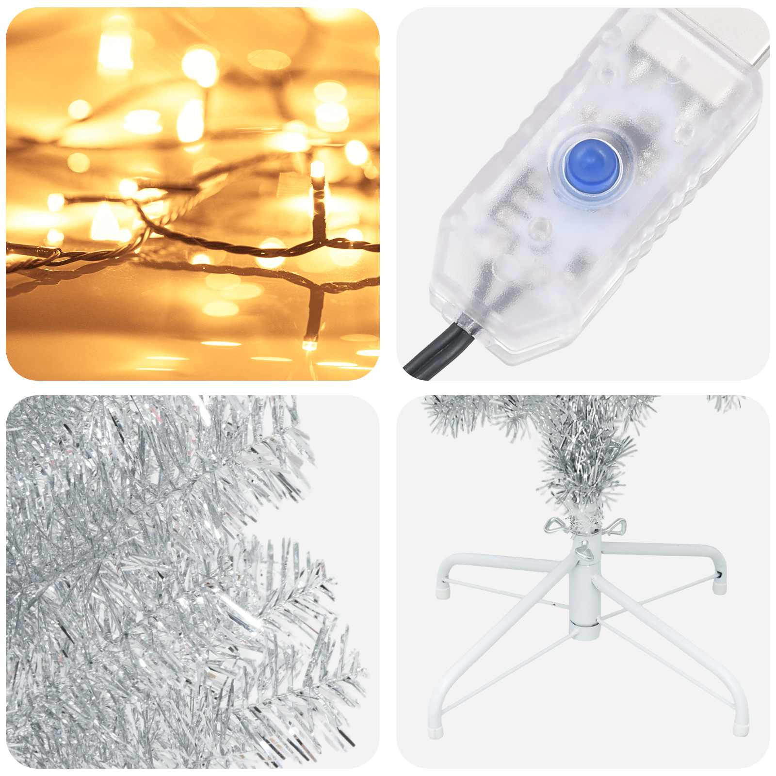Albero di Natale Artificiale Sottile 210 cm 300 LED