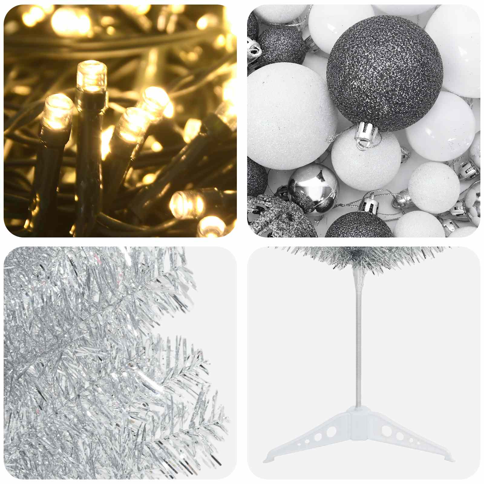 Albero di Natale Artificiale Slim con Palline 120 cm 150 LED