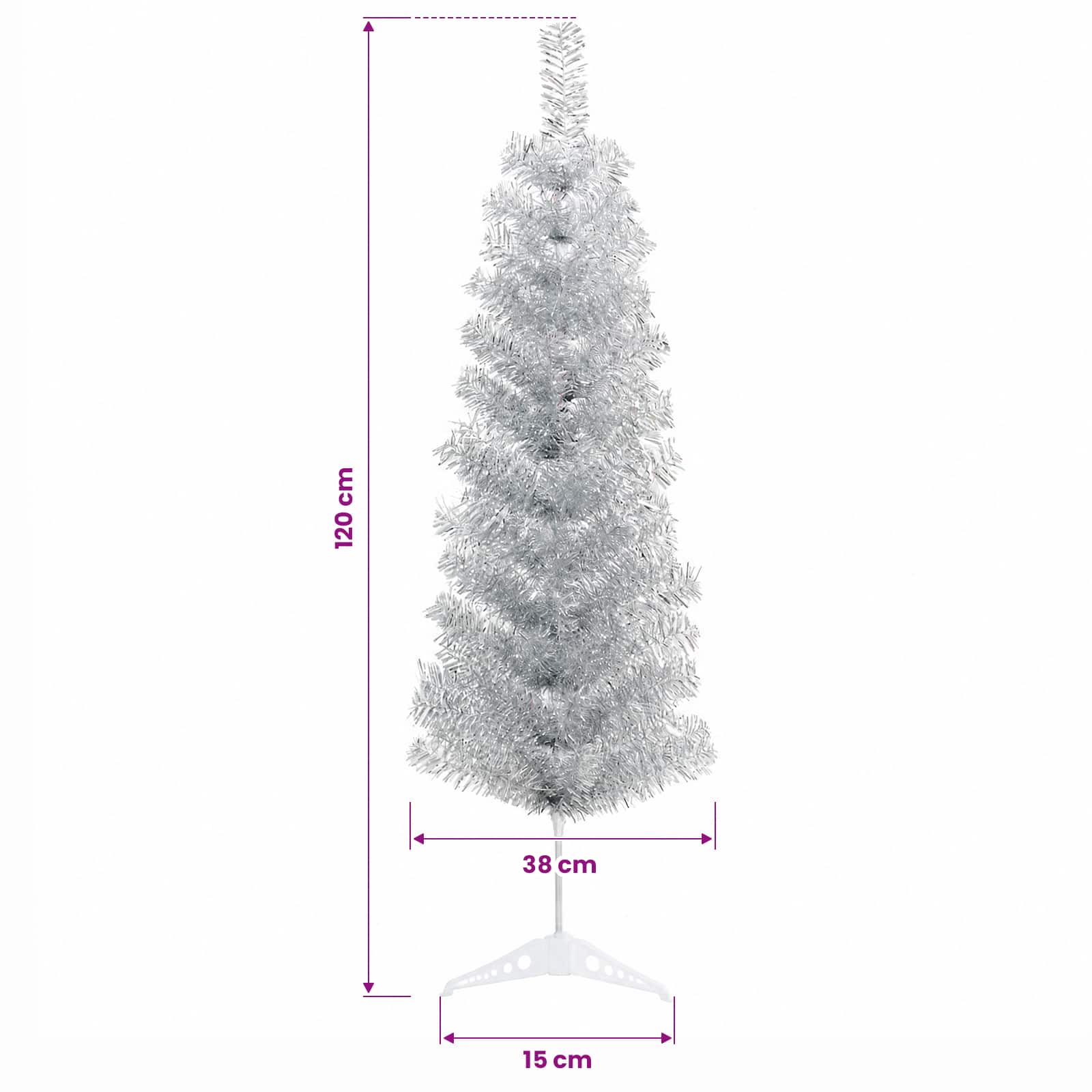 Albero di Natale Artificiale Slim con Palline 120 cm 150 LED