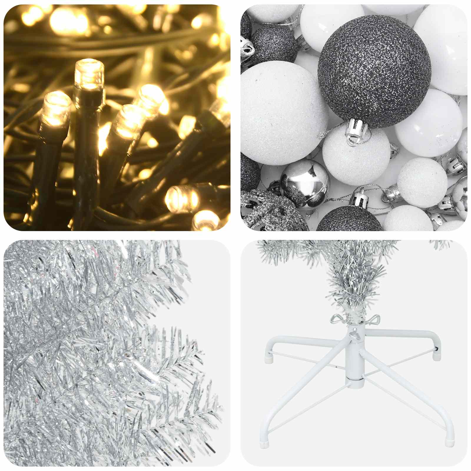 Albero di Natale Artificiale Slim con Palline 210 cm 300 LED
