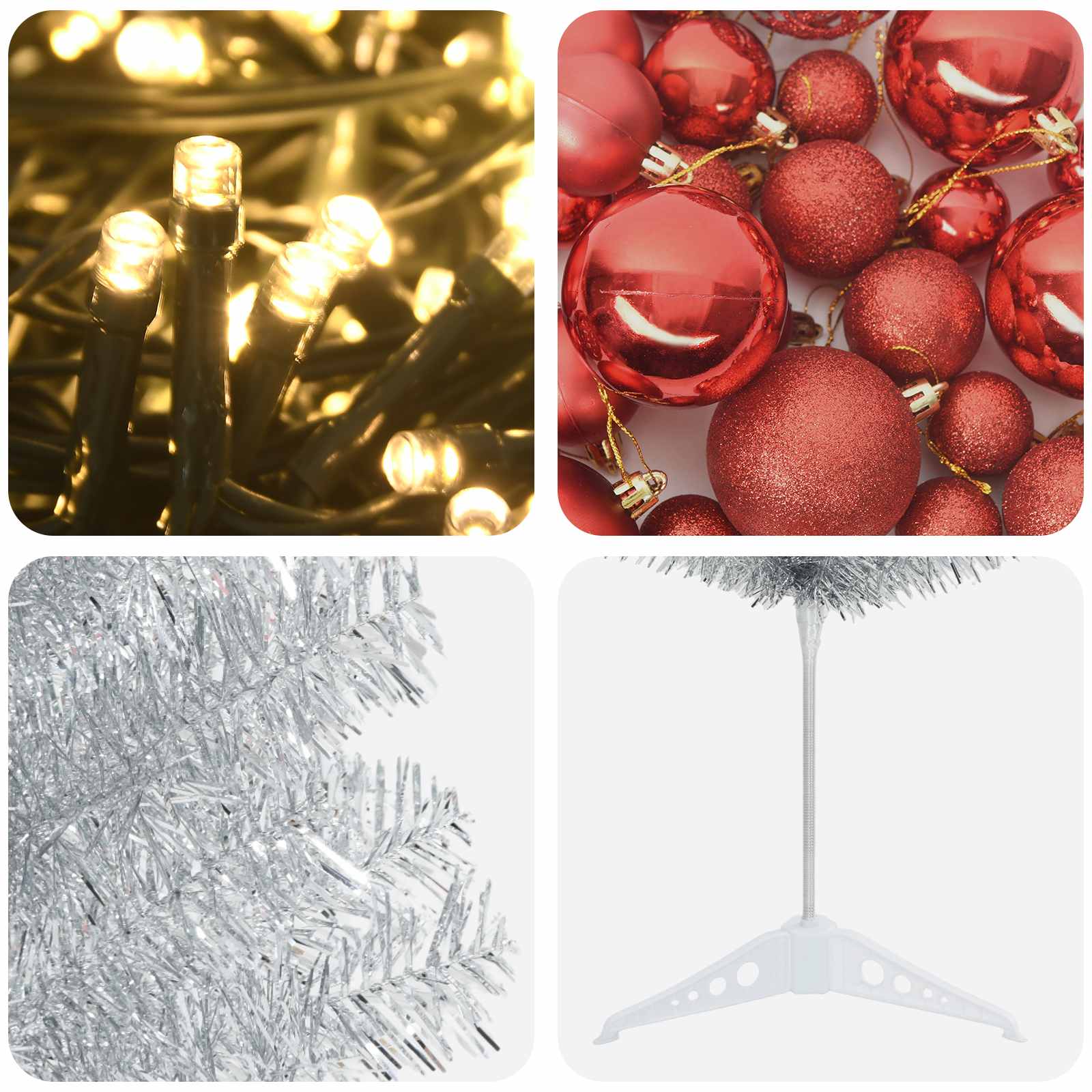 Albero di Natale Artificiale Slim con Palline 120 cm 150 LED