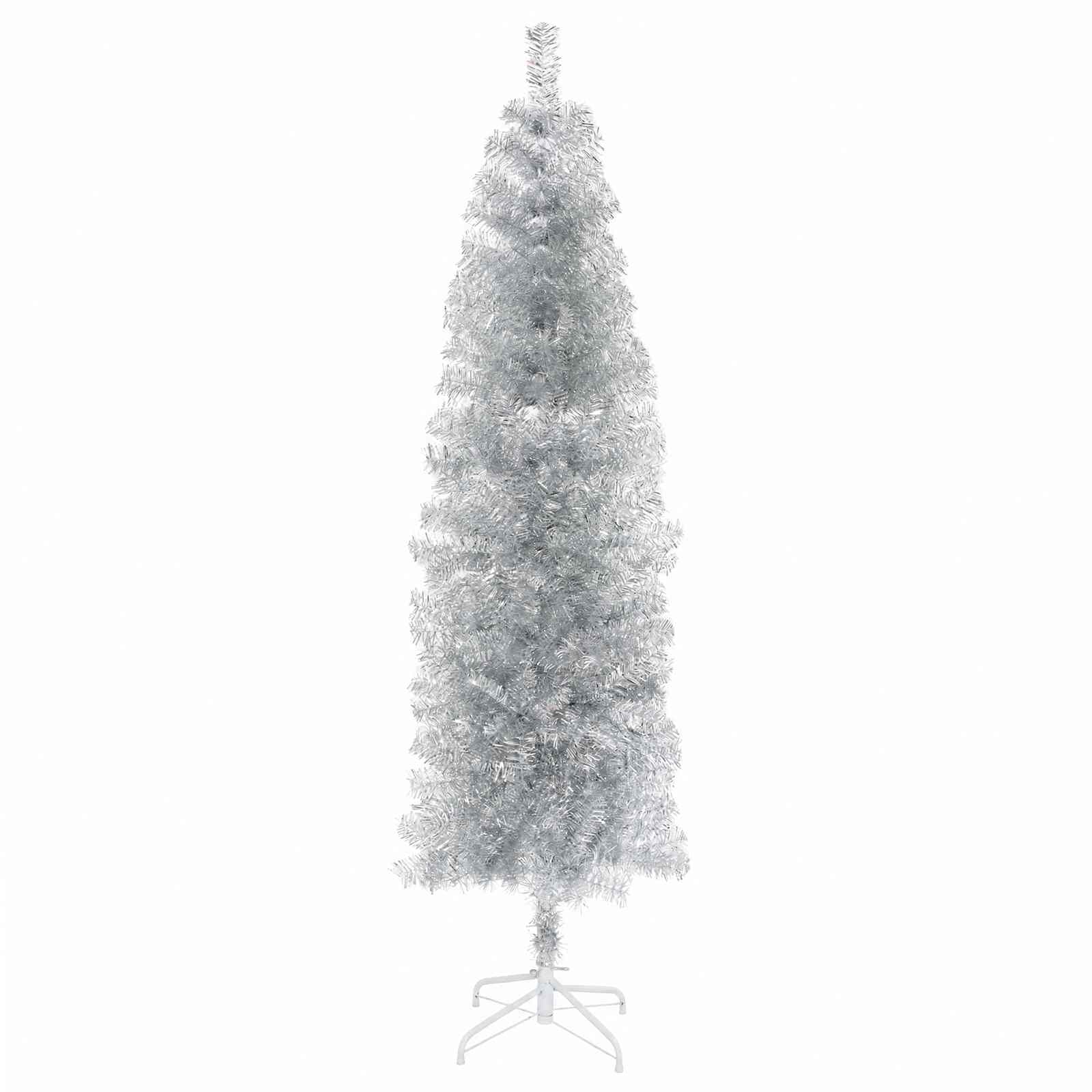 Albero di Natale Artificiale Slim con Palline 210 cm 300 LED