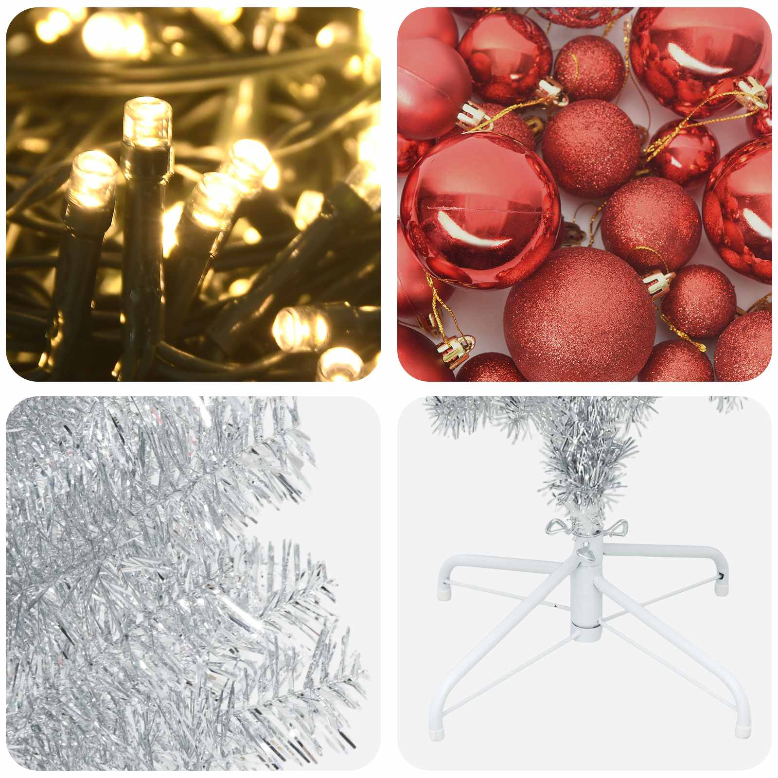 Albero di Natale Artificiale Slim con Palline 210 cm 300 LED