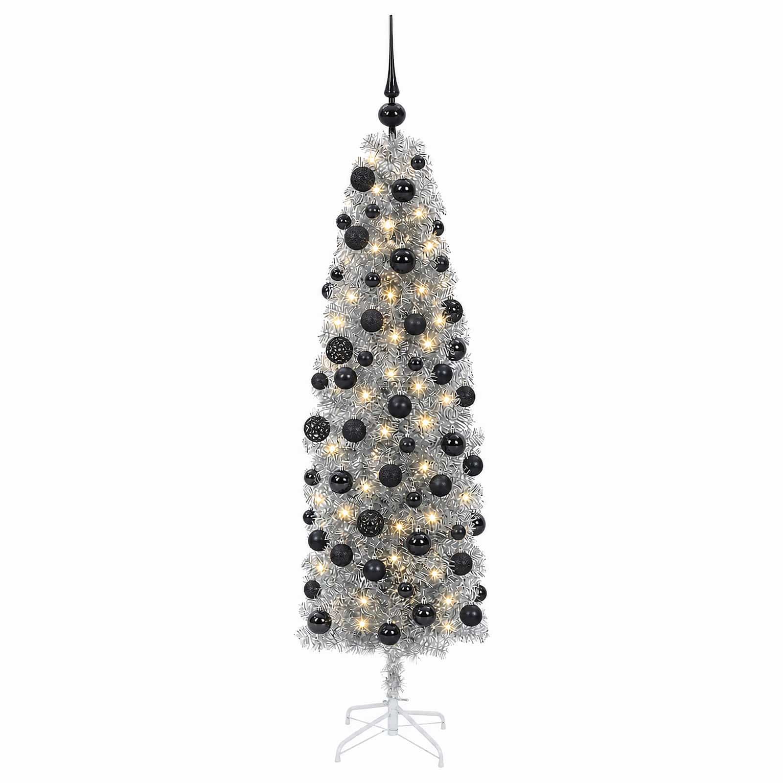 Albero di Natale Artificiale Slim con Palline 210 cm 300 LED