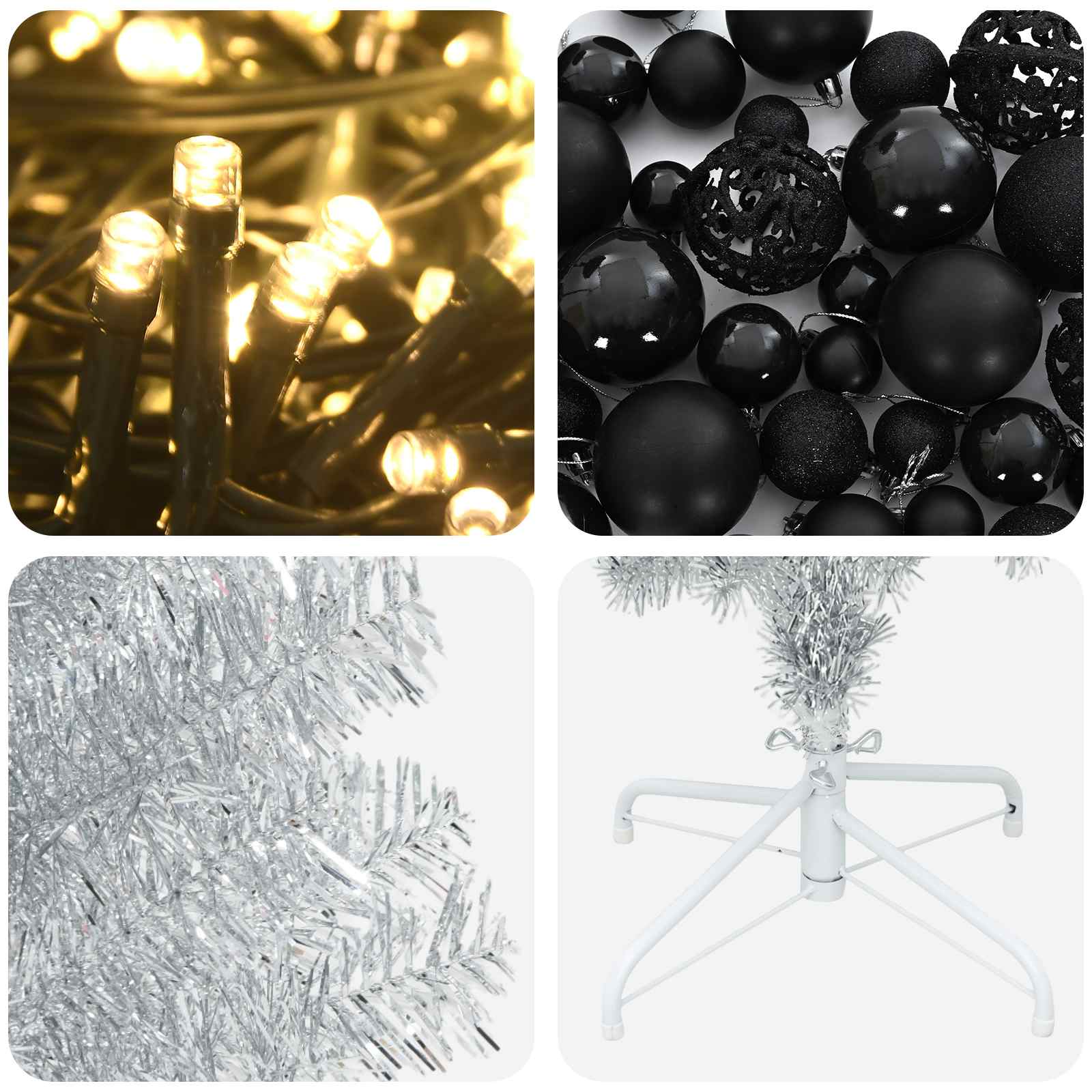 Albero di Natale Artificiale Slim con Palline 210 cm 300 LED