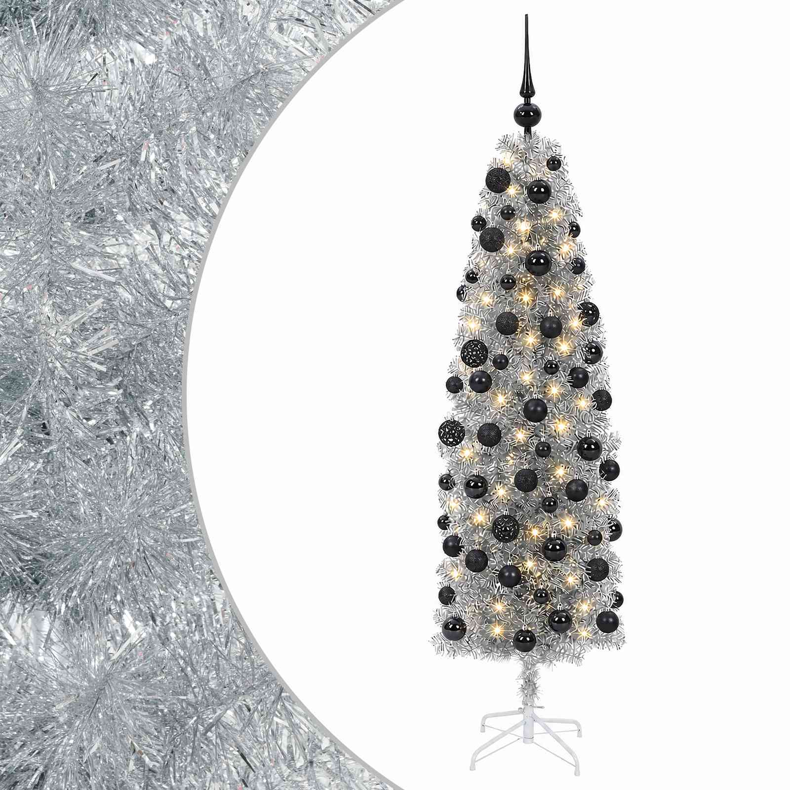 Albero di Natale Artificiale Slim con Palline 240 cm 300 LED