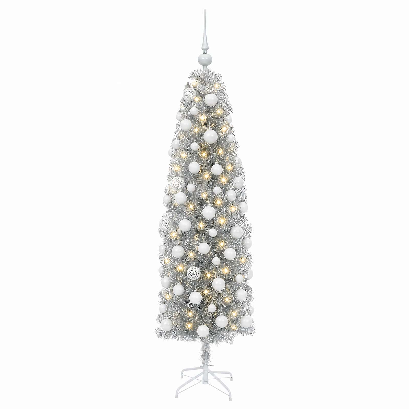 Albero di Natale Artificiale Slim con Palline 240 cm 300 LED