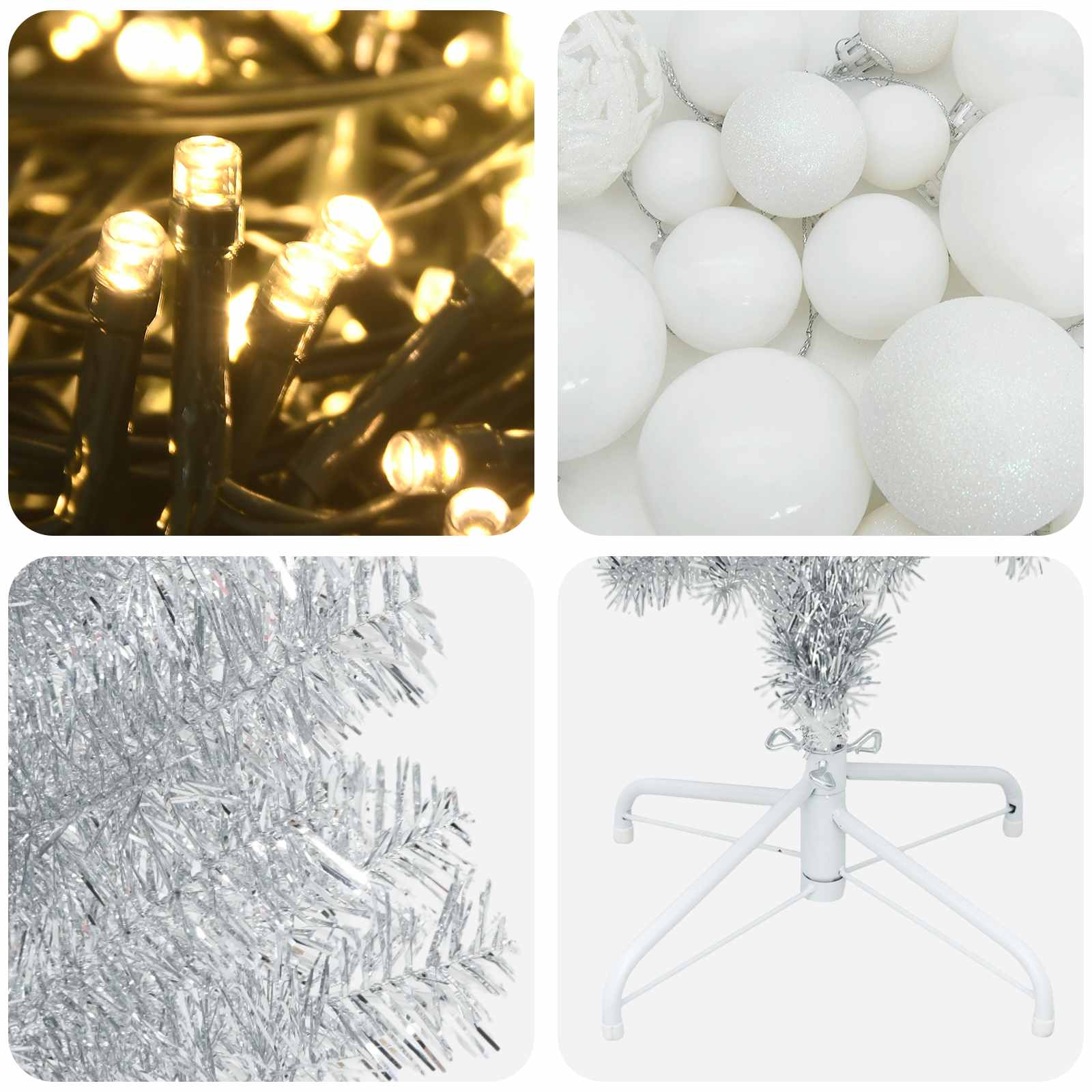 Albero di Natale Artificiale Slim con Palline 240 cm 300 LED