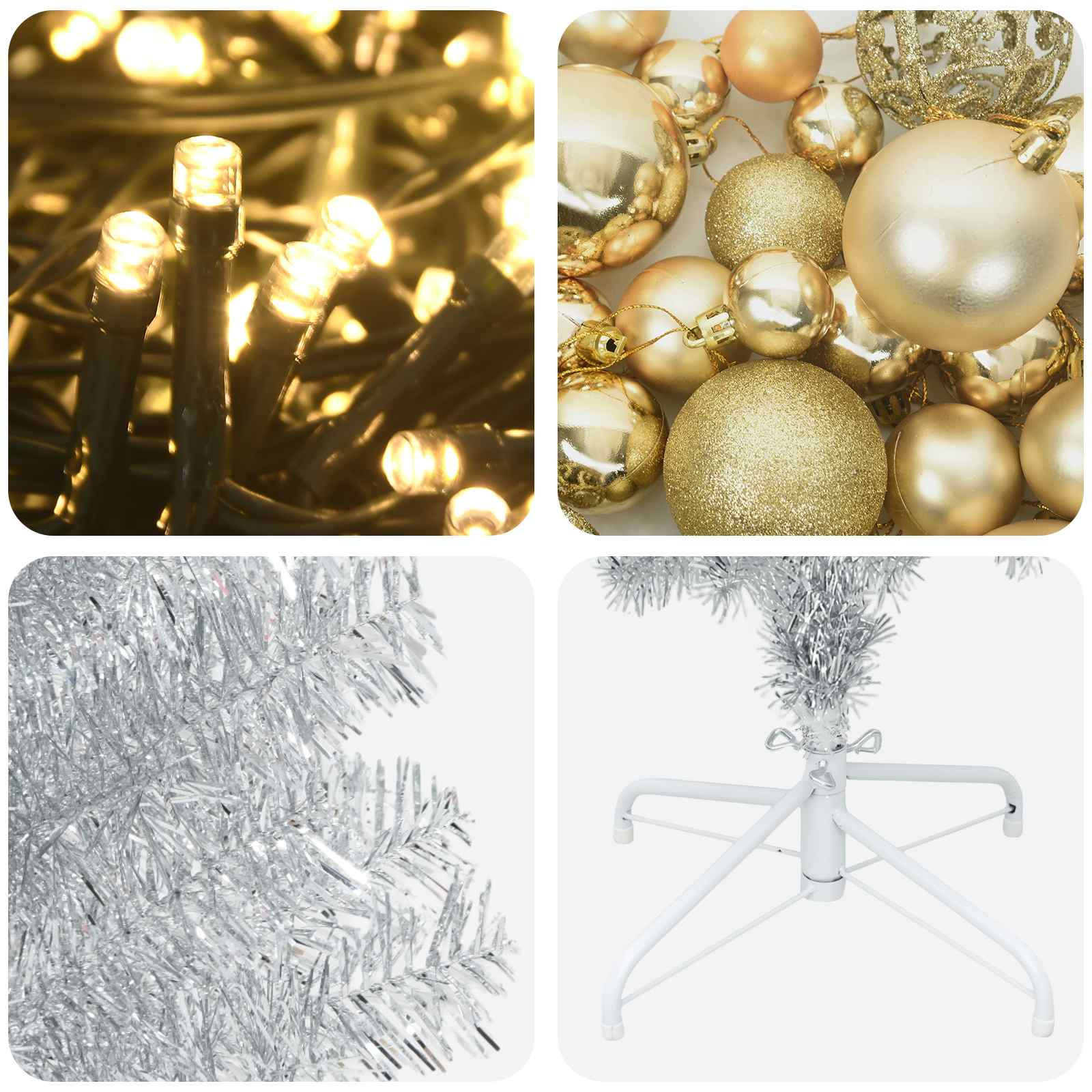 Albero di Natale Artificiale Slim con Palline 240 cm 300 LED