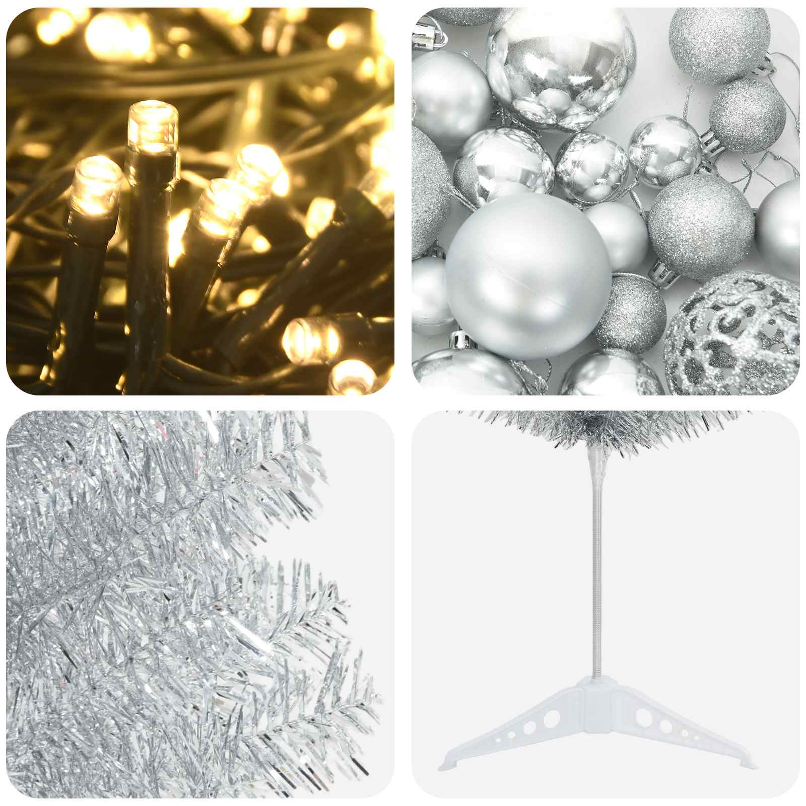 Albero di Natale Artificiale Slim con Palline 120 cm 150 LED