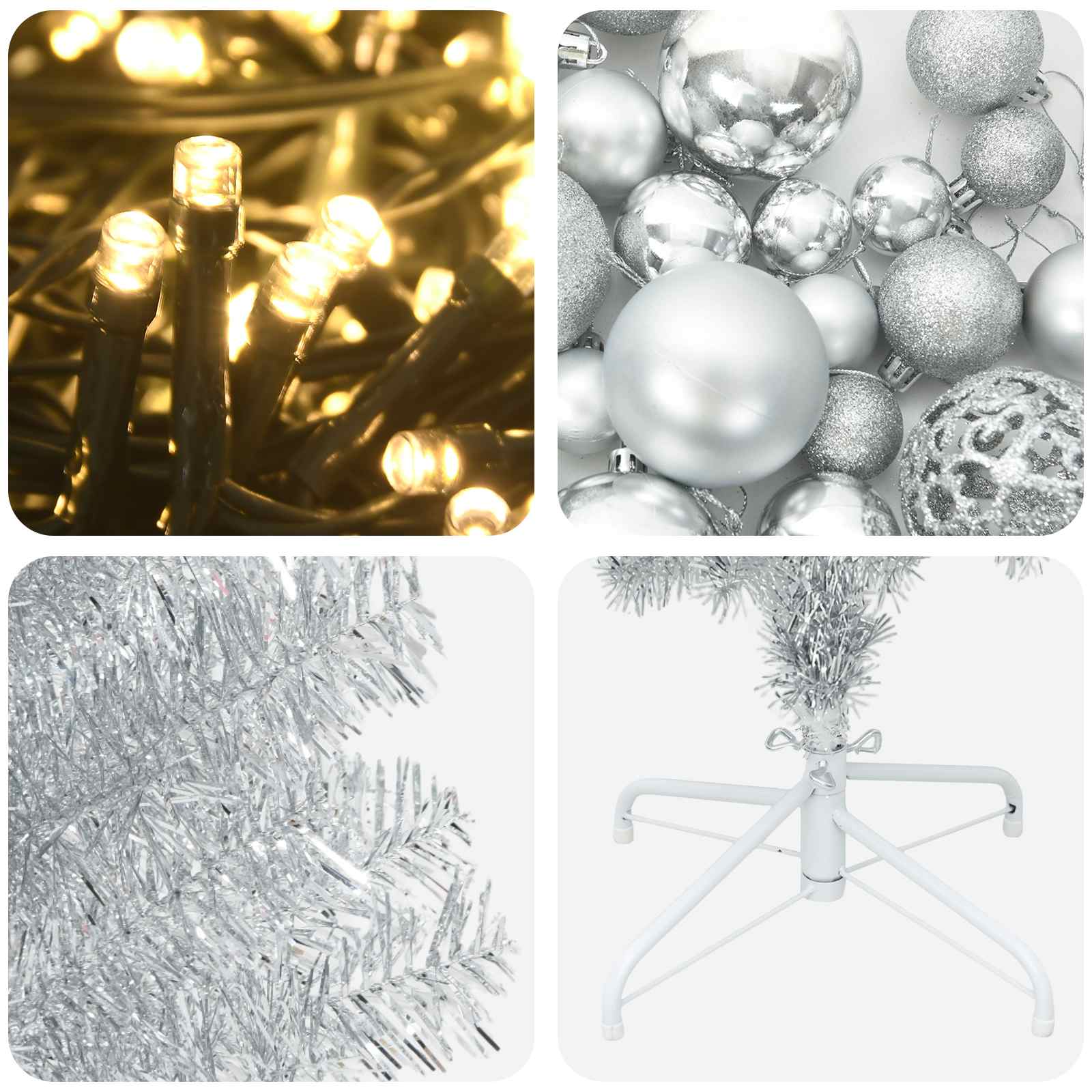 Albero di Natale Artificiale Slim con Palline 240 cm 300 LED