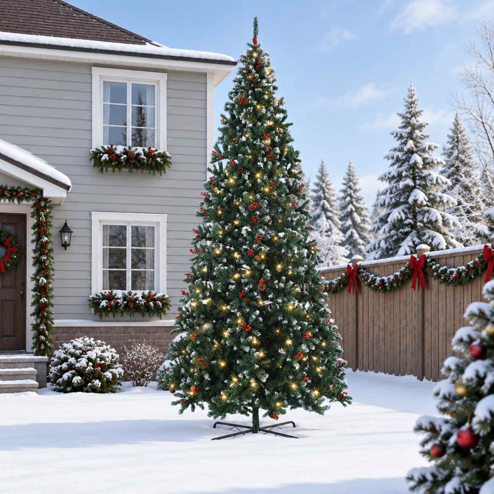 Albero di Natale Artificiale con Rami Pieghevoli 400 cm 600 LED