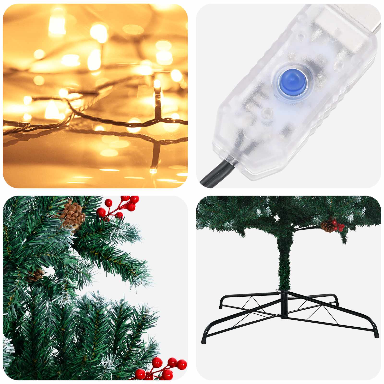 Albero di Natale Artificiale con Rami Pieghevoli 500 cm 900 LED