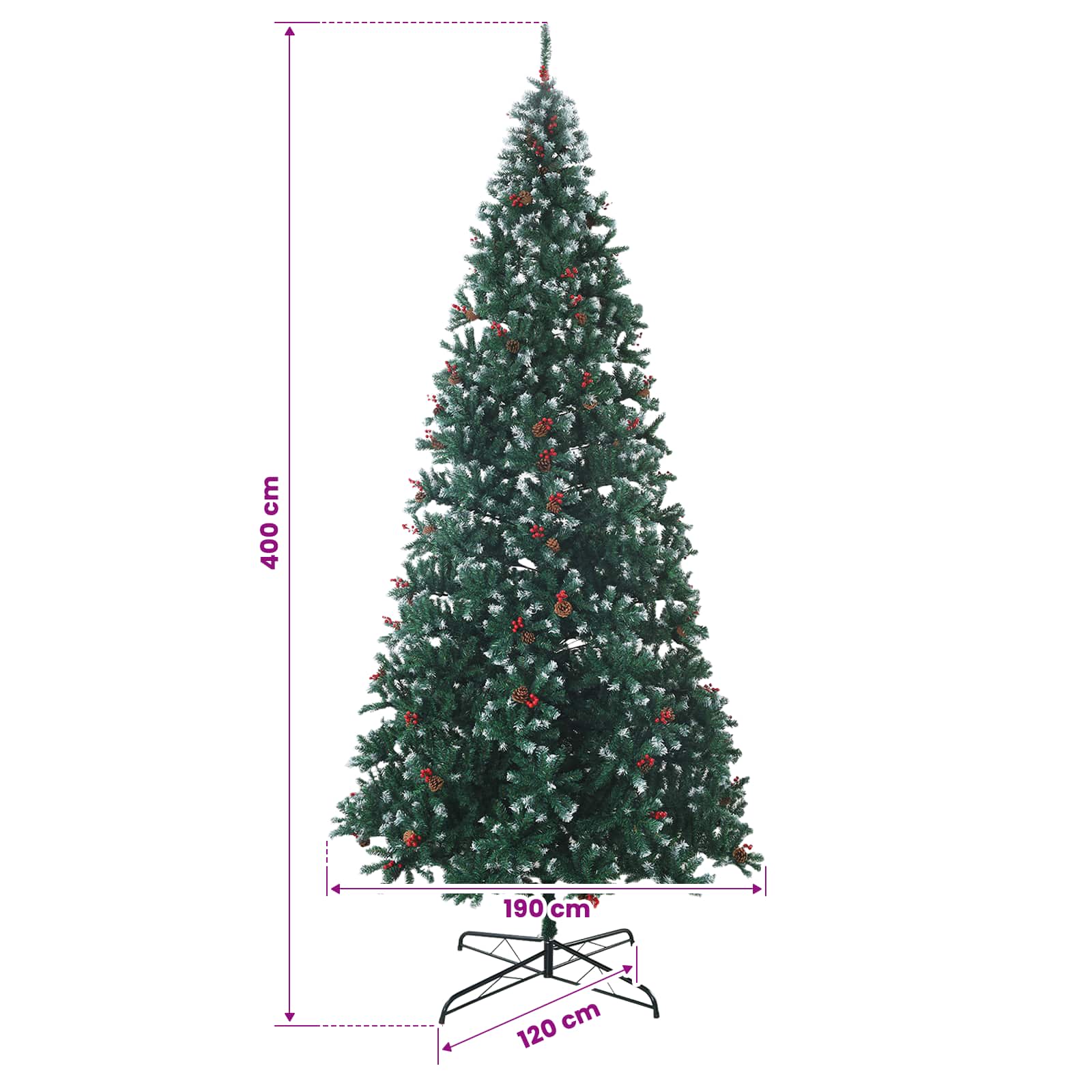 Albero di Natale Artificiale con Rami Pieghevoli 400 cm 600 LED