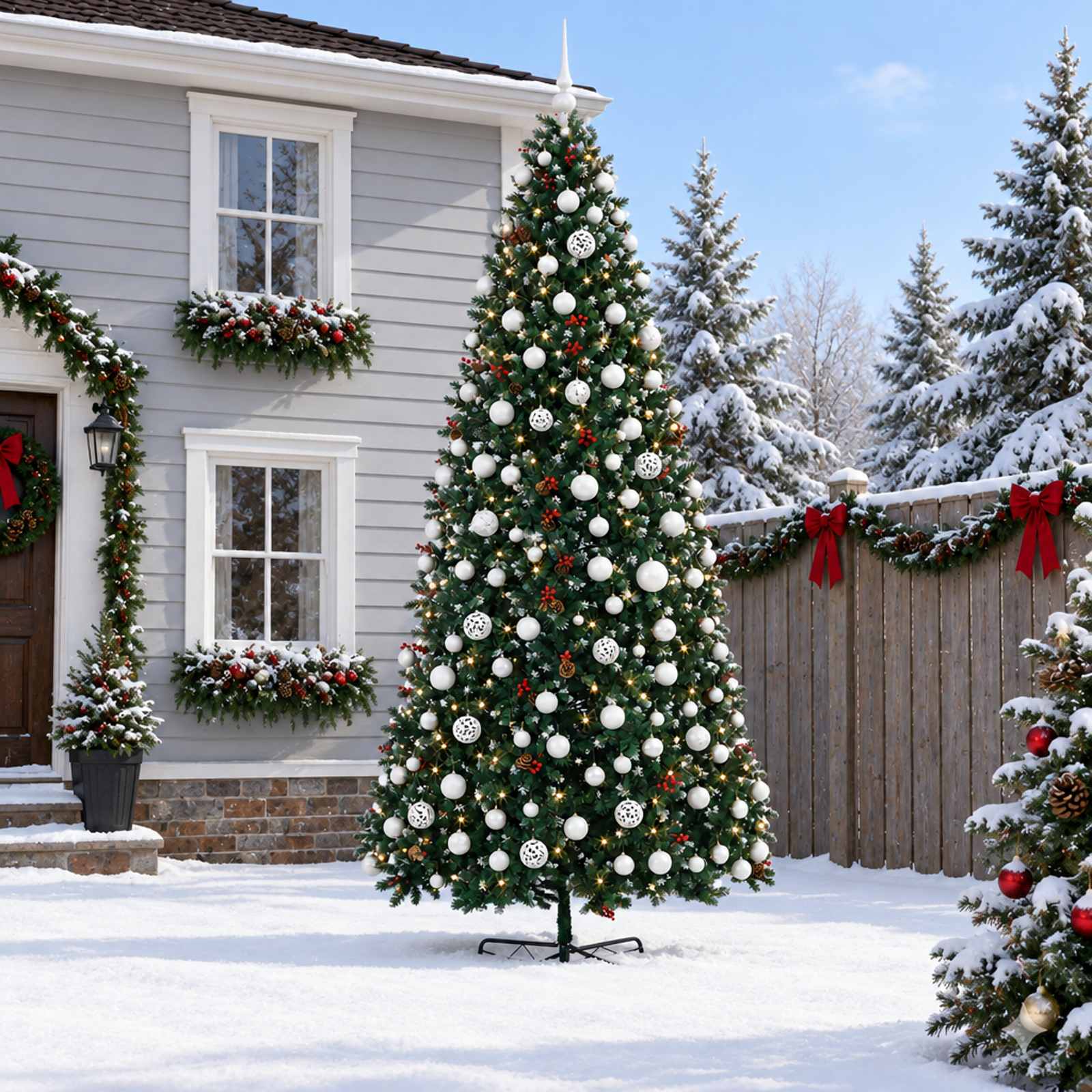 Albero di Natale Artificiale con Rami Pieghevoli 400 cm 600 LED