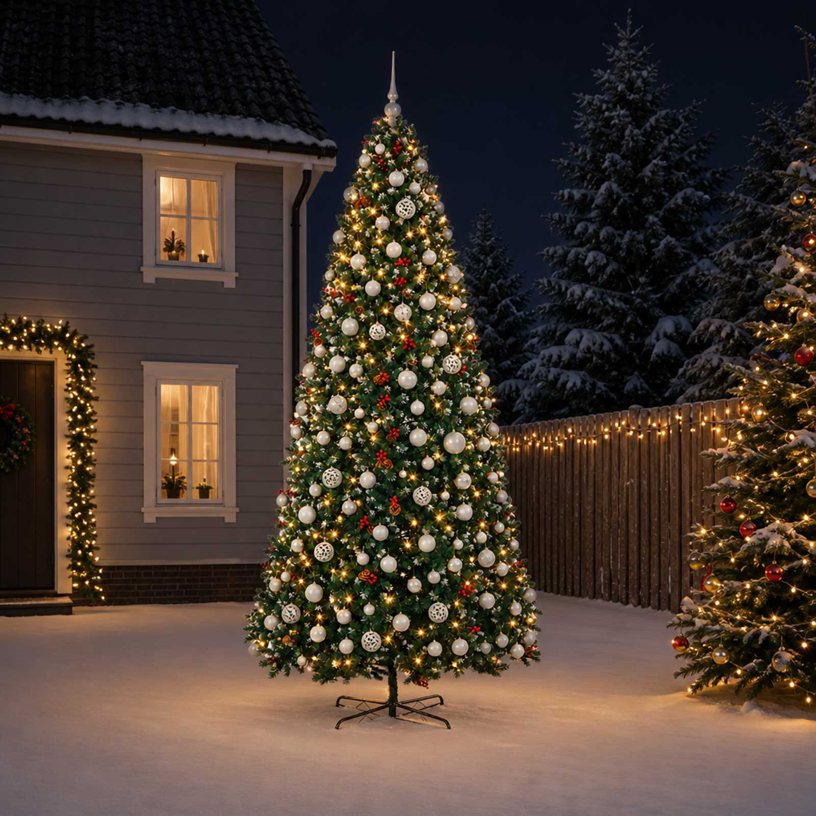 Albero di Natale Artificiale con Rami Pieghevoli 500 cm 900 LED